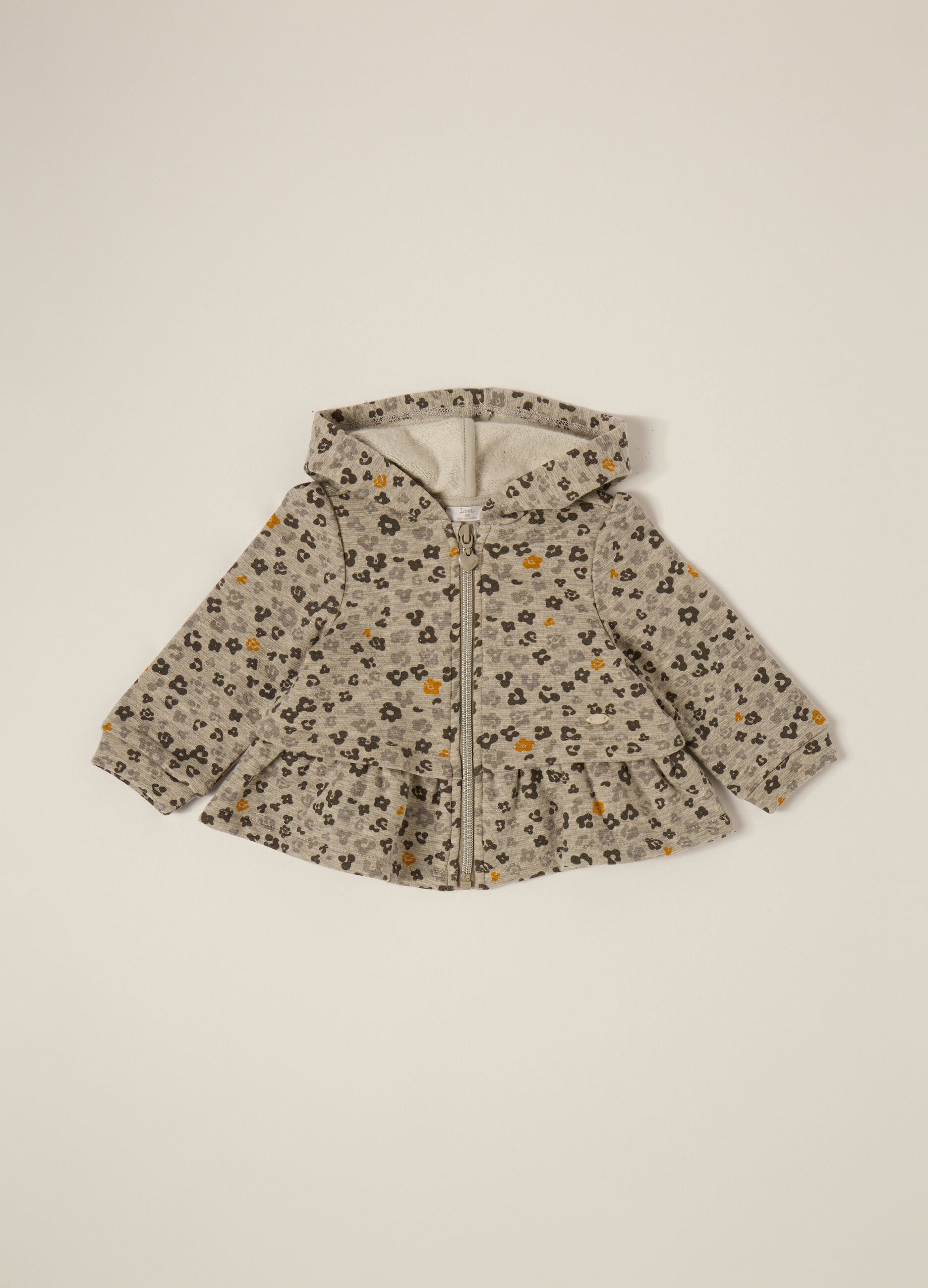 Felpa grigia con full zip per neonata_0