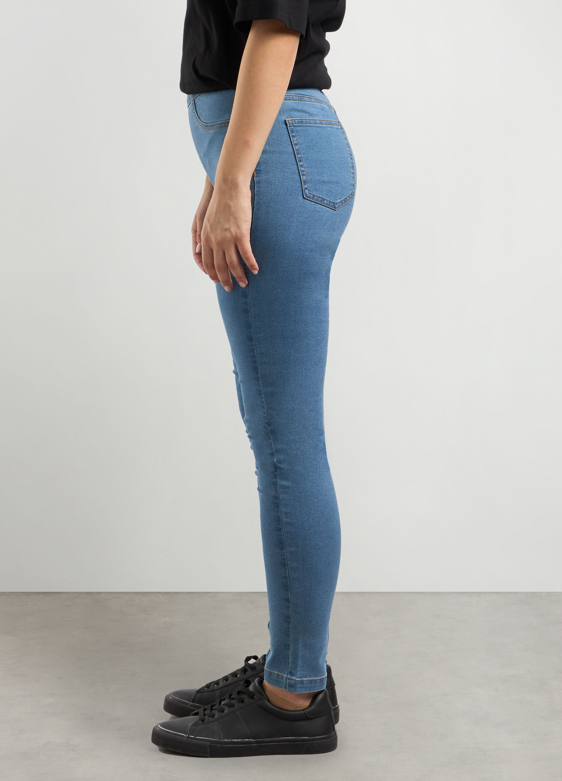 Jeggings in denim di misto cotone stretch donna_2