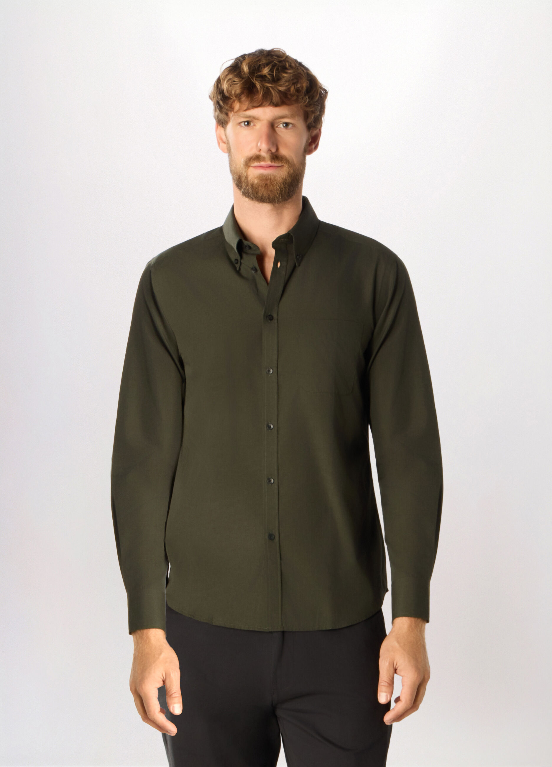 Camicia in misto cotone a quadri uomo_0