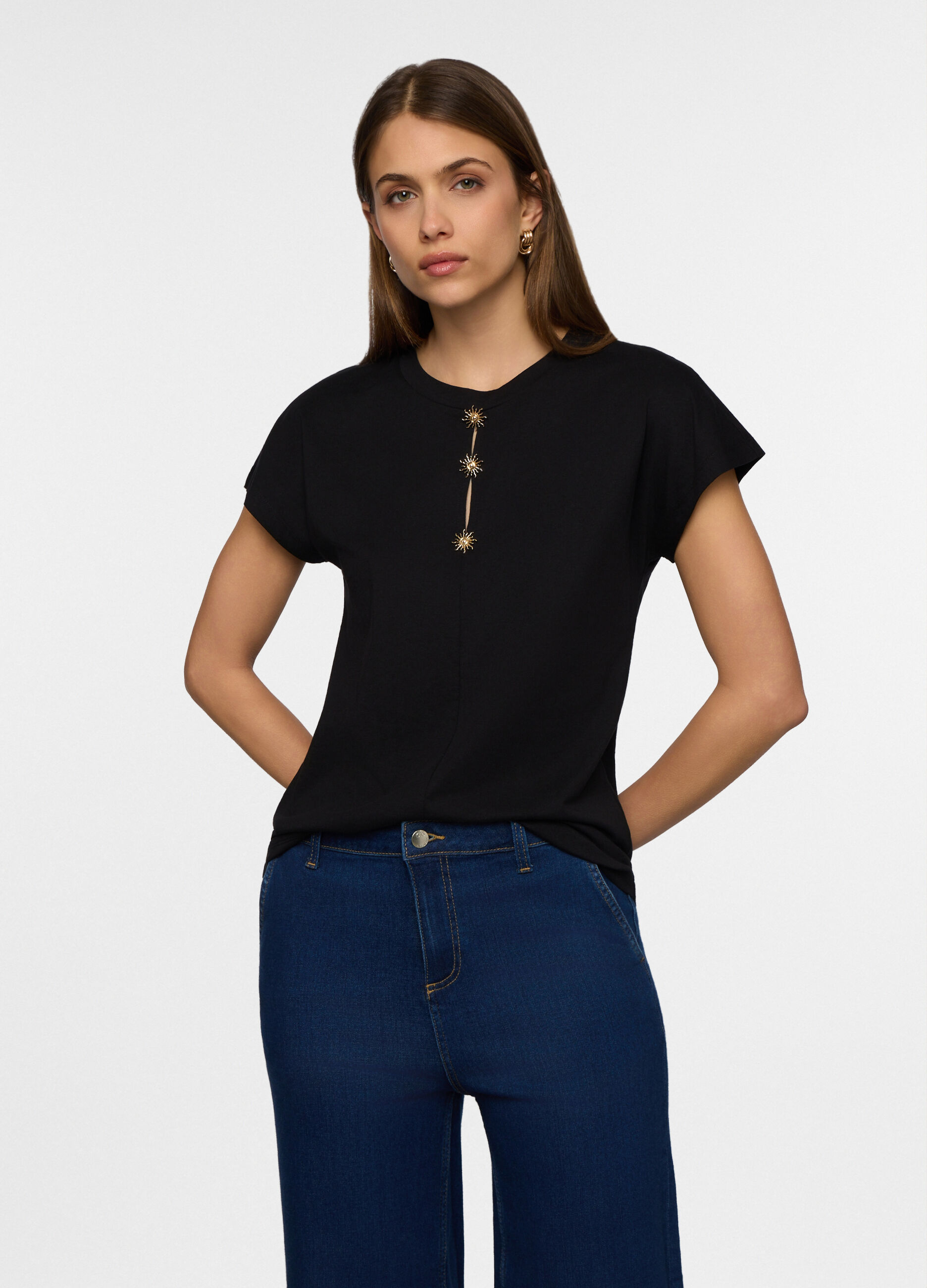 T-shirt in jersey di puro cotone donna_0