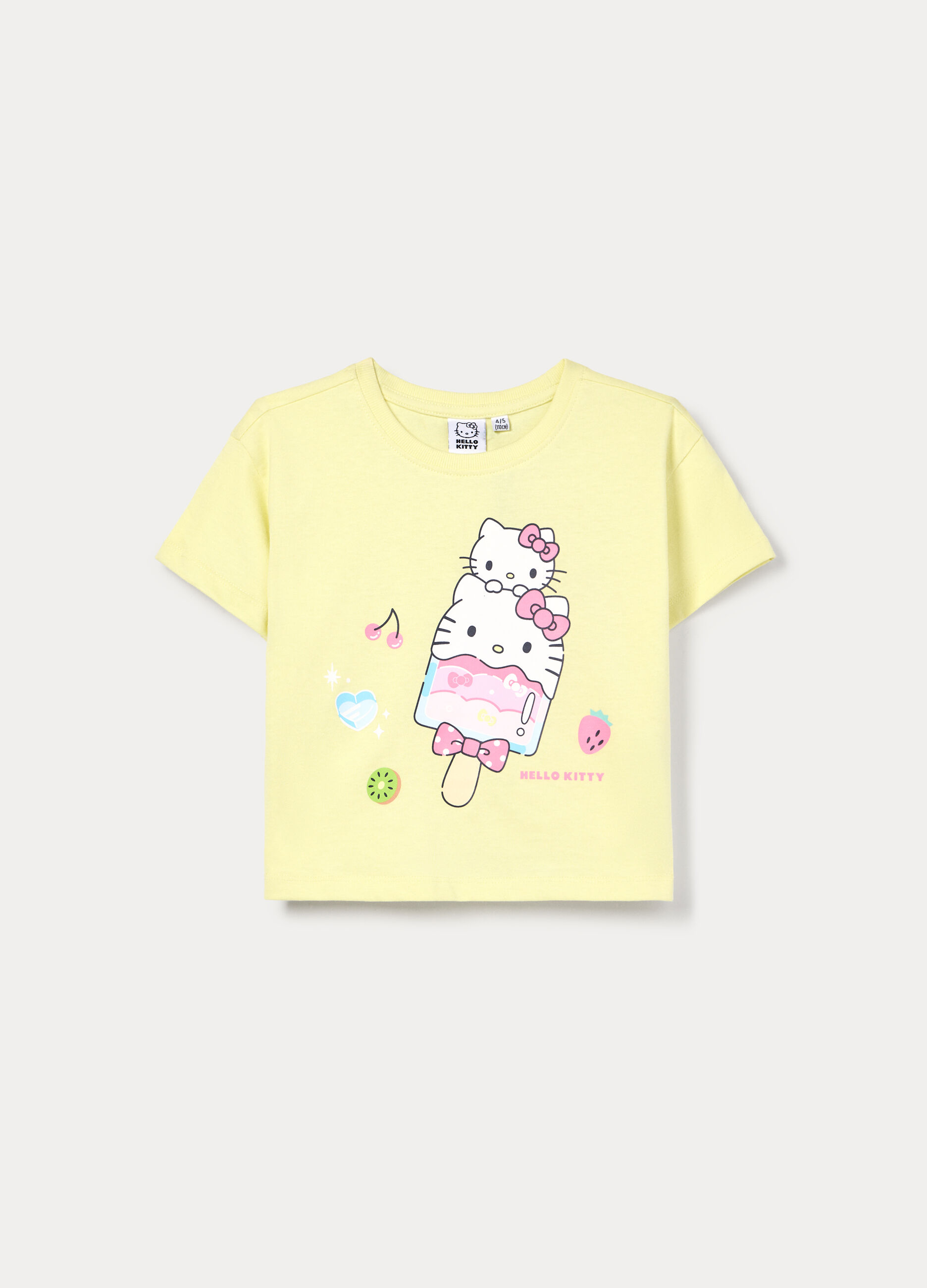 T-shirt girocollo Hello Kitty in jersey di puro cotone bambina_0