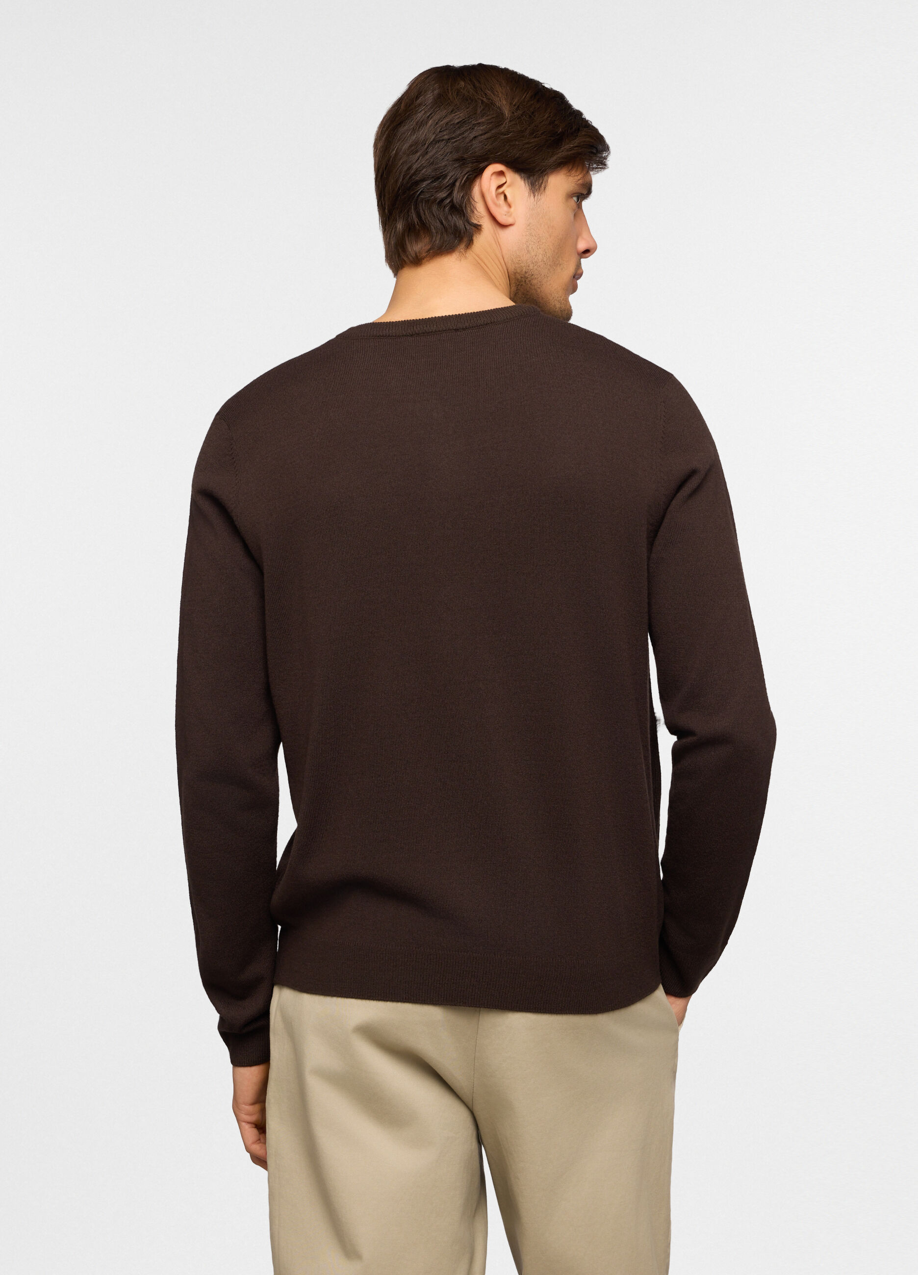 Maglione scollo a V in maglia rasata uomo_1