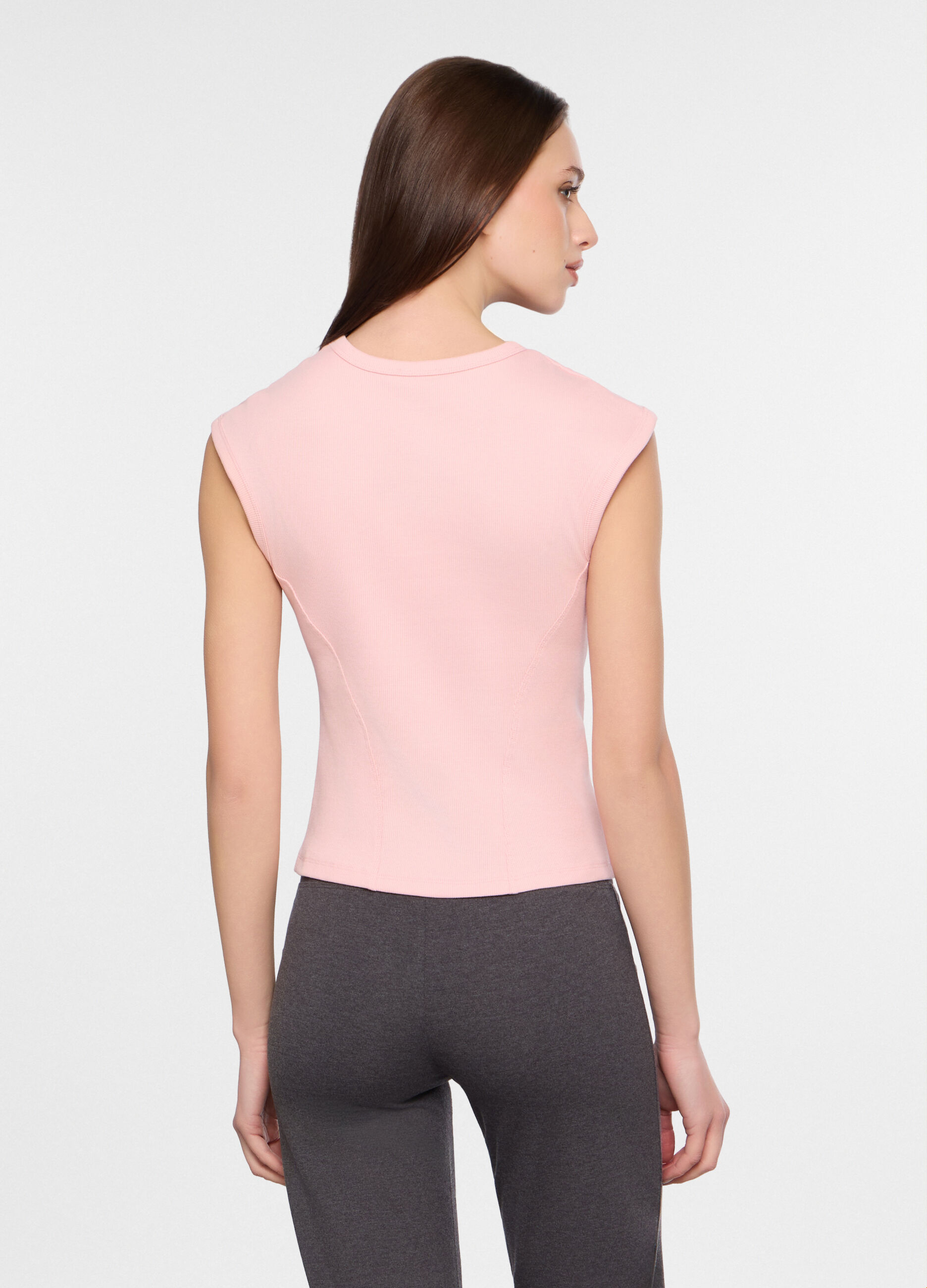Canotta girocollo in costina stretch donna_1