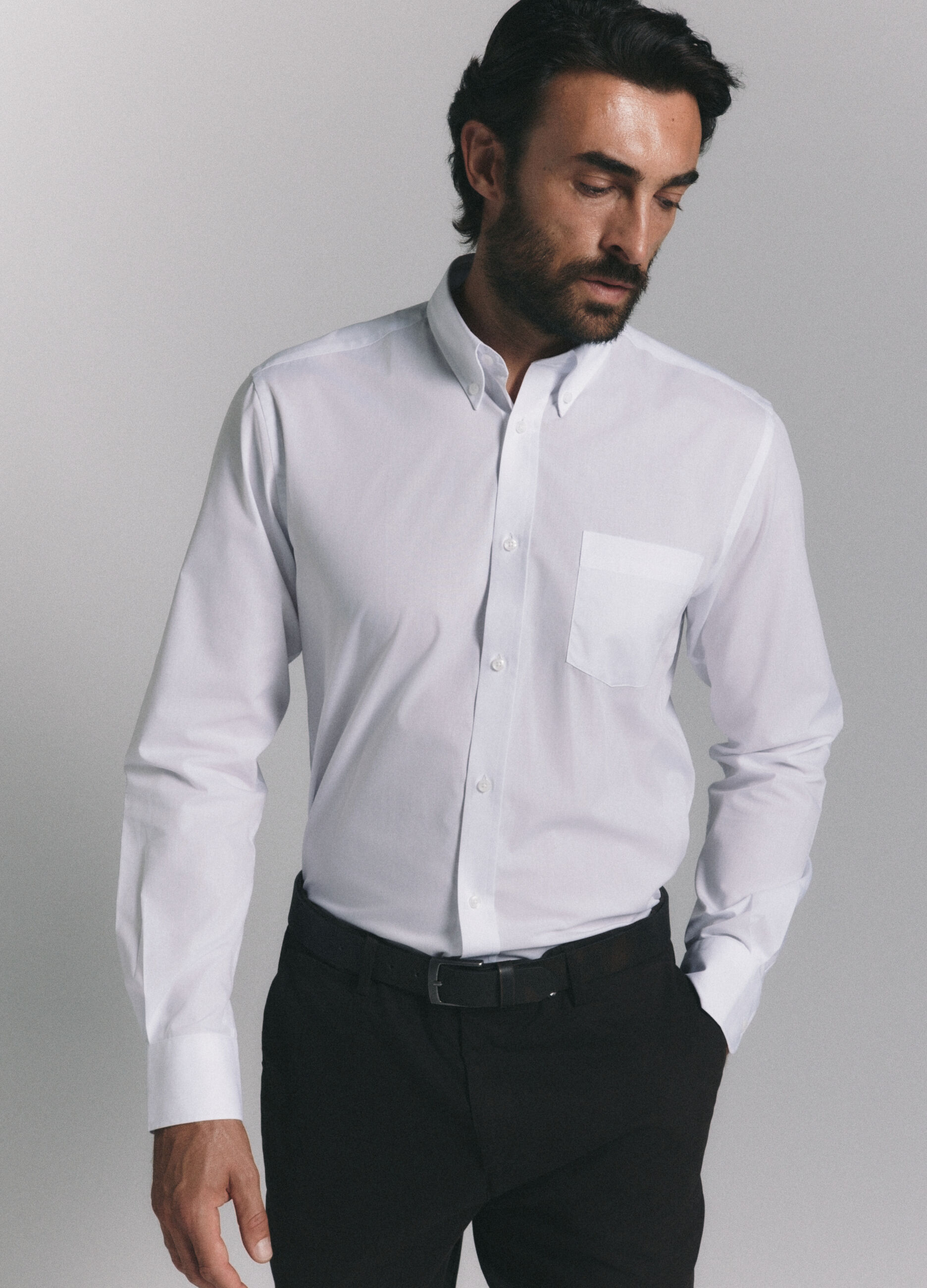 Camicia regular fit con colletto button down uomo