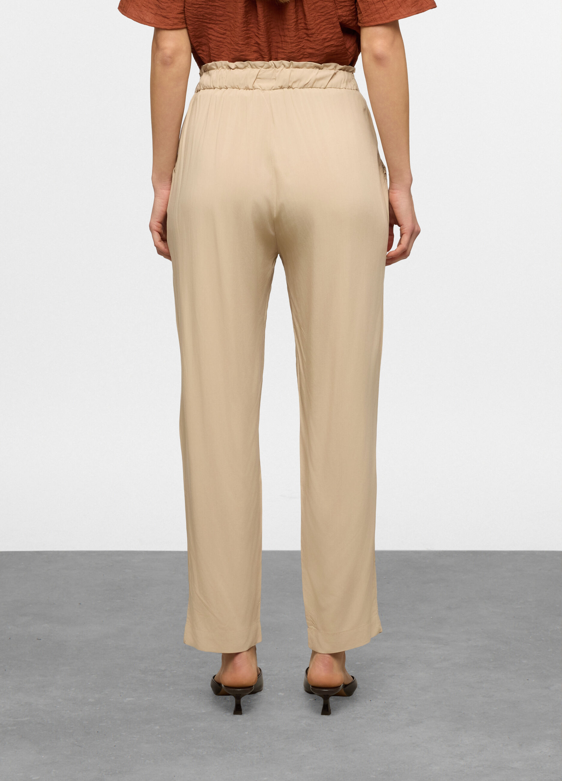 Pantaloni regular fit in pura viscosa donna_1