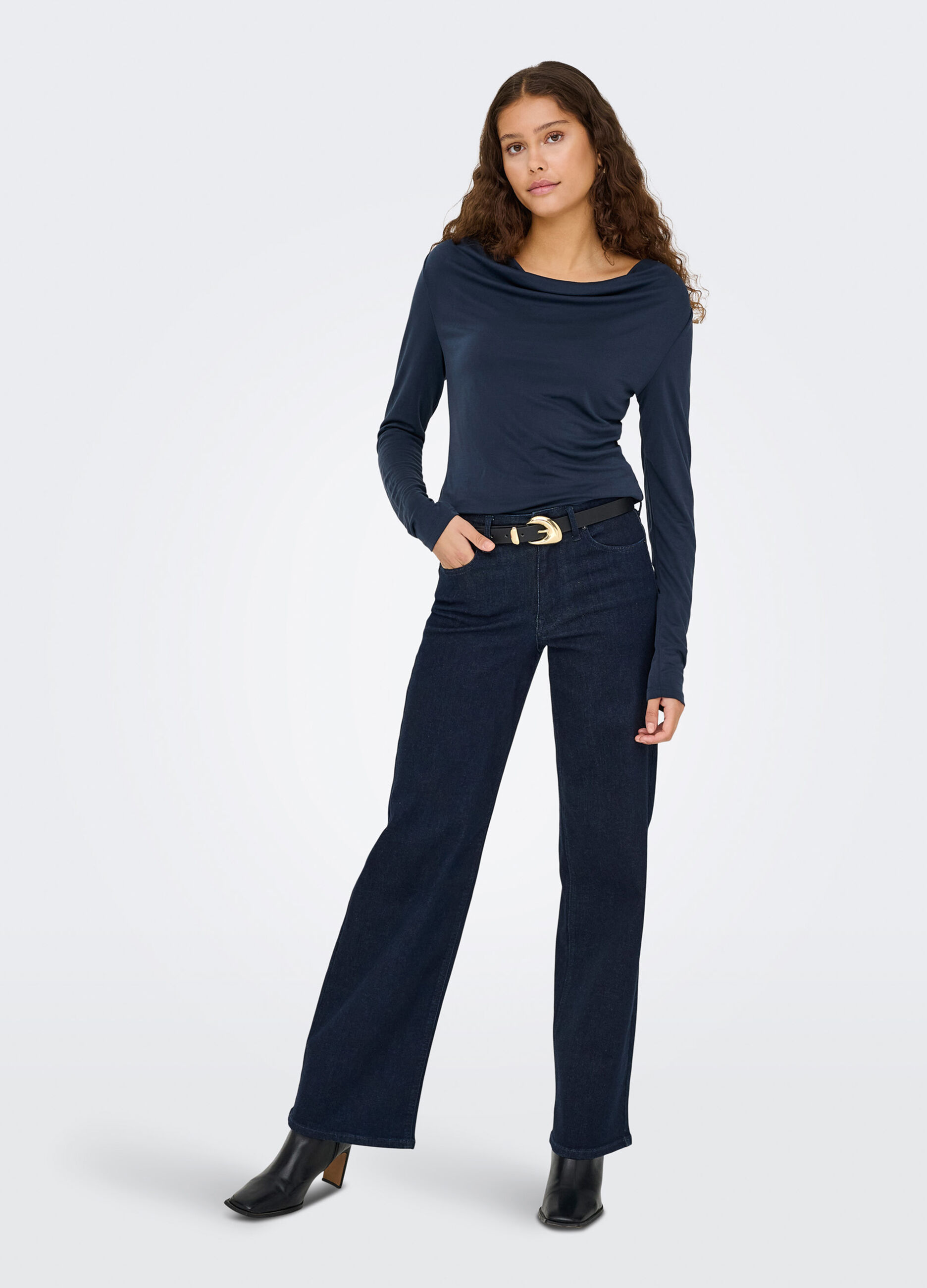 T-shirt con scollo drappeggiato donna_2