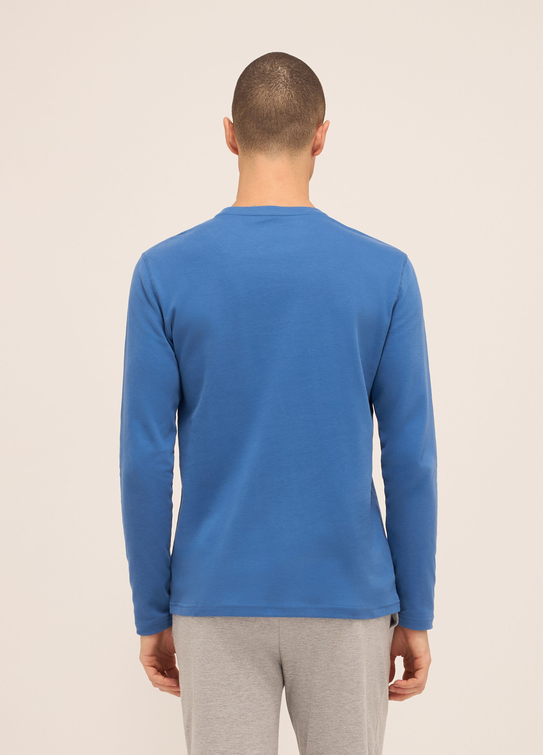 Maglia del pigiama girocollo in puro cotone uomo_1