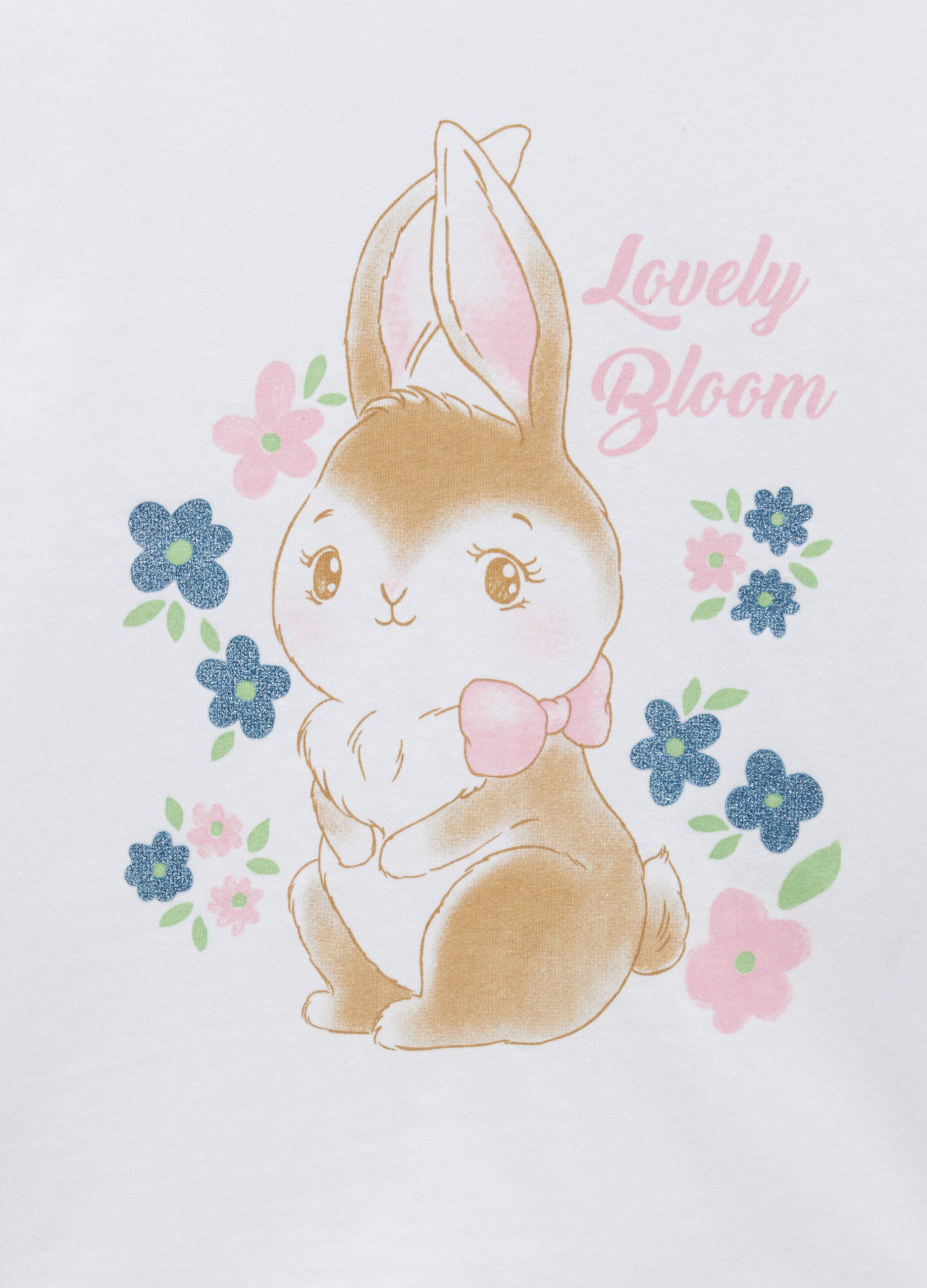 T-shirt in cotone stretch con stampa bambina_1