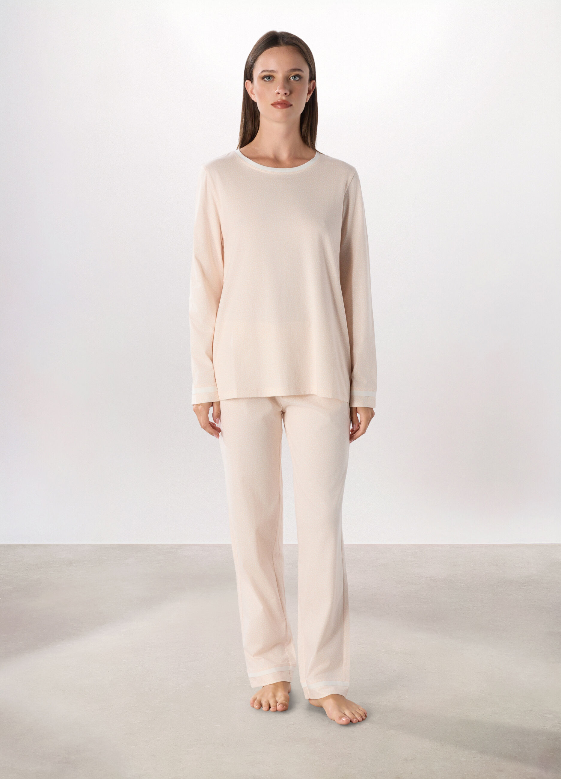 Set pigiama lungo in puro cotone donna_0