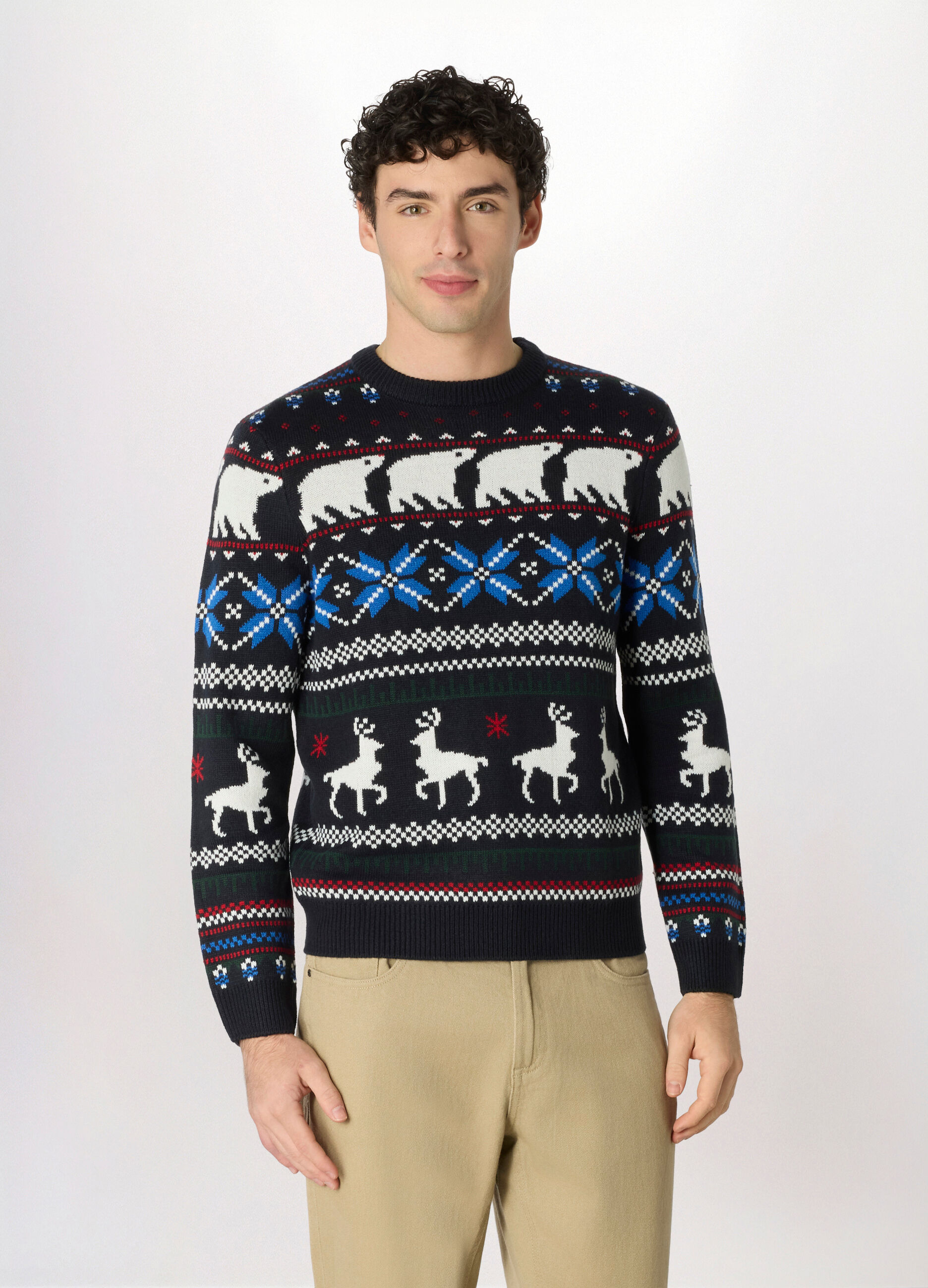 Maglione girocollo con decorazioni natalizie uomo_0