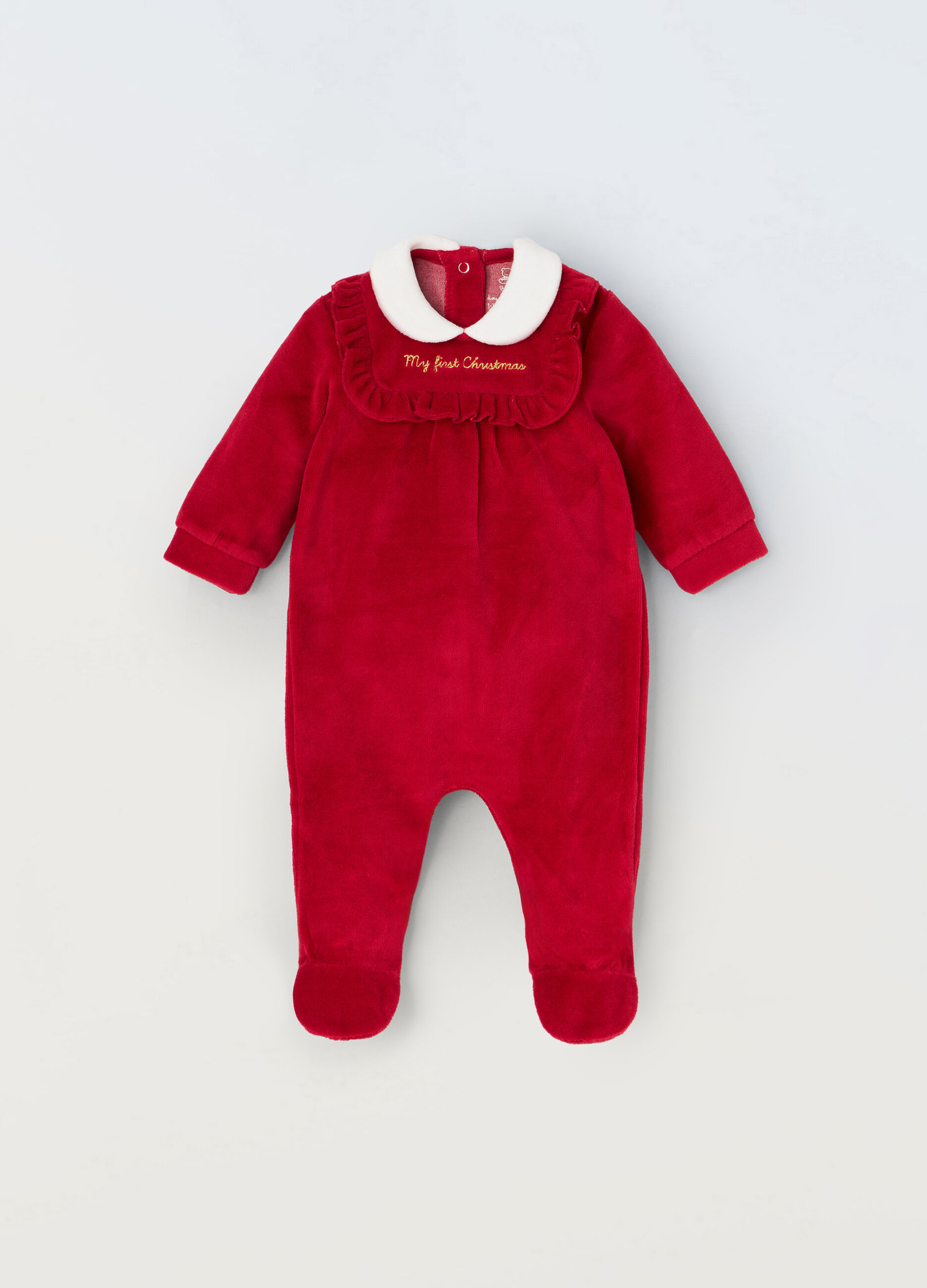 Tutina velour con rouches neonata_0