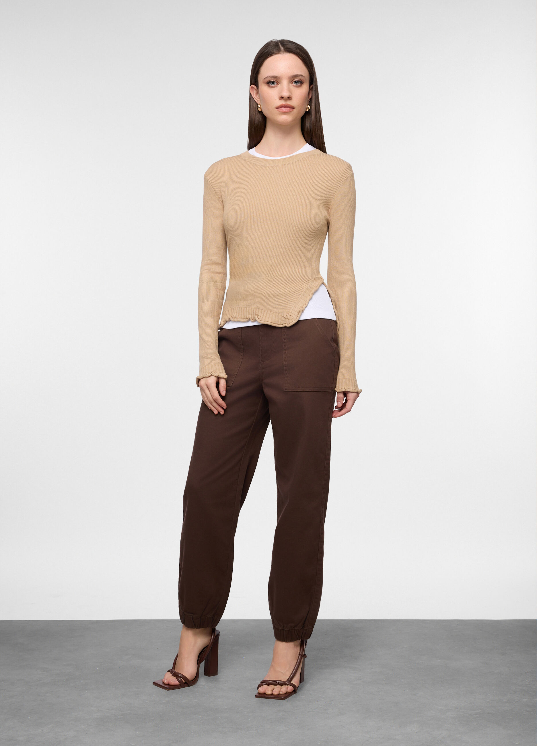 Maglia girocollo in costina donna_0