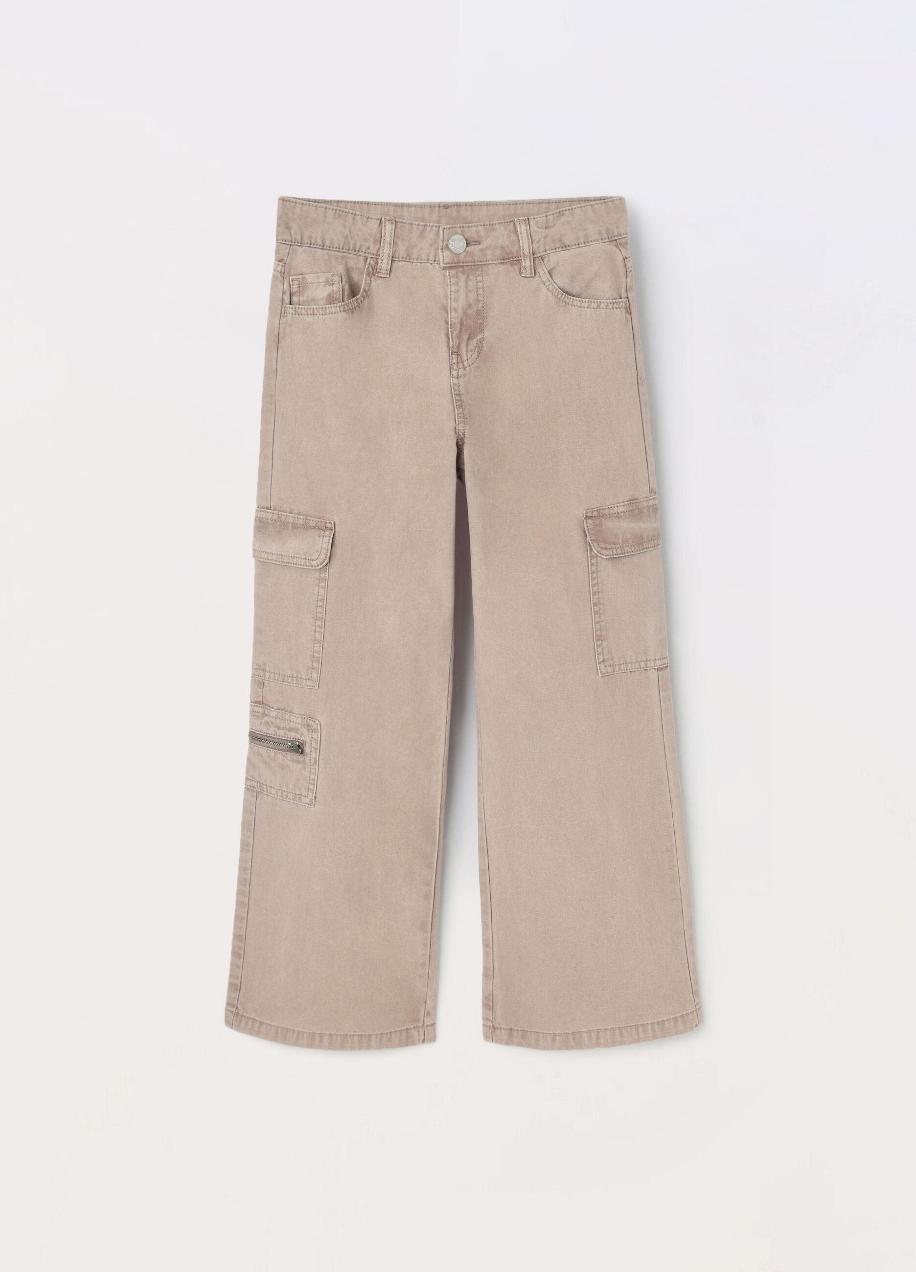 Pantaloni cargo in denim di puro cotone ragazza_0