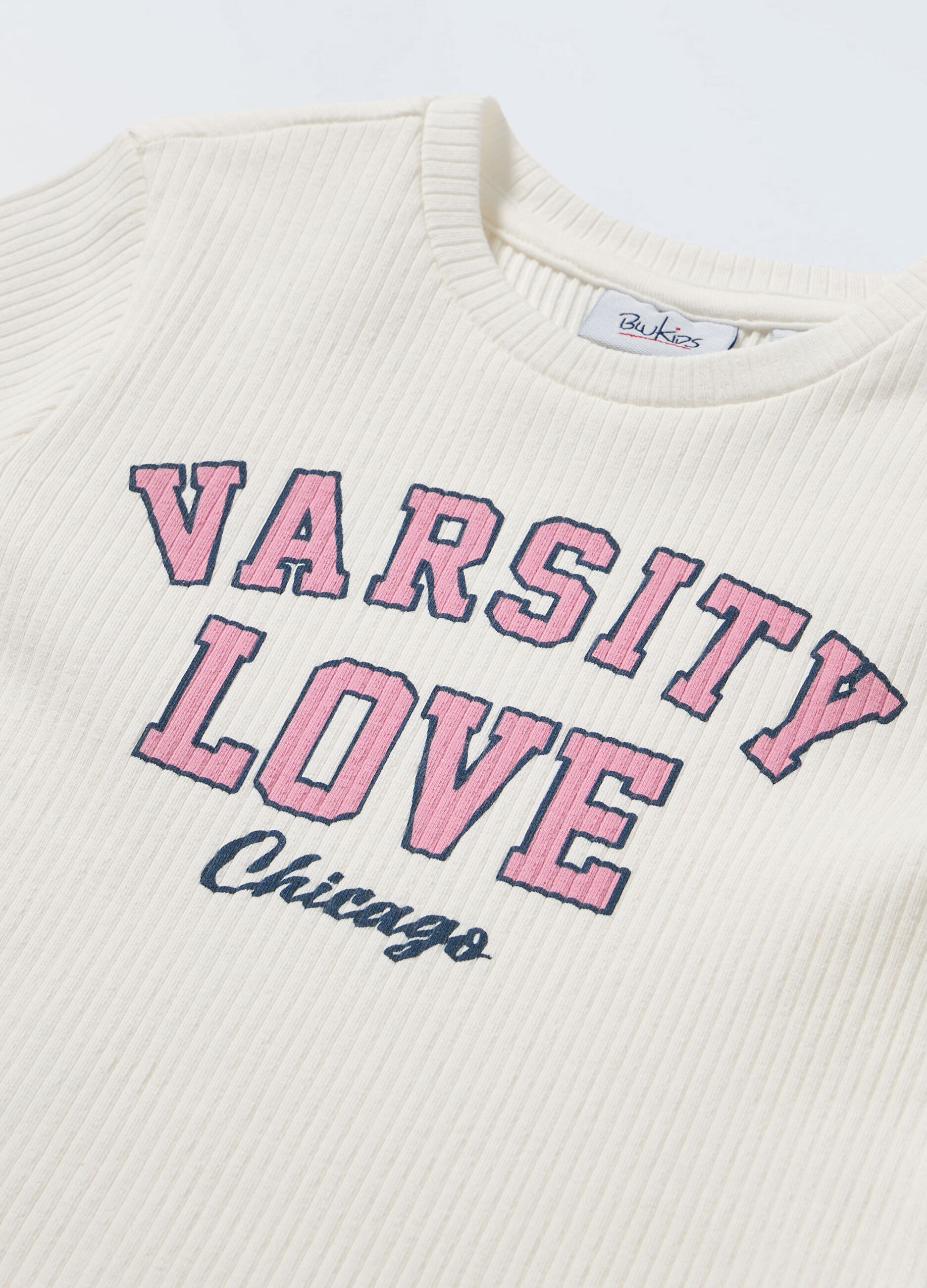 T-shirt in costina di cotone stretch bambina_1
