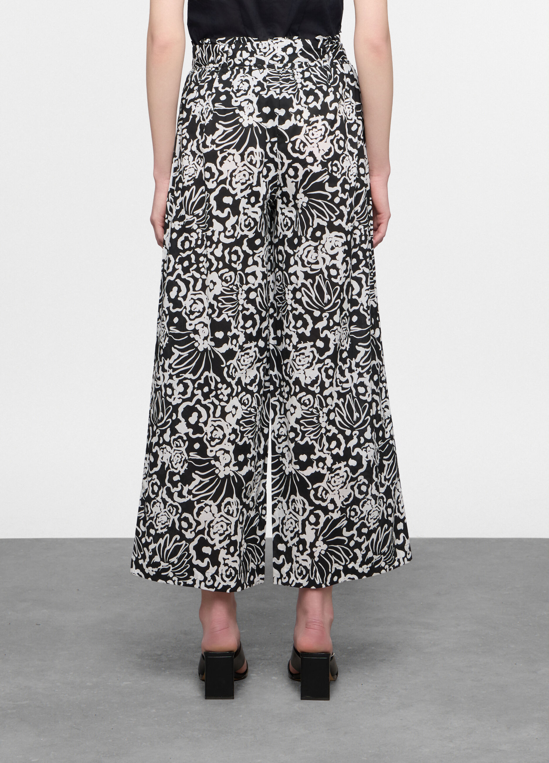 Pantaloni palazzo regular fit in puro cotone donna_1