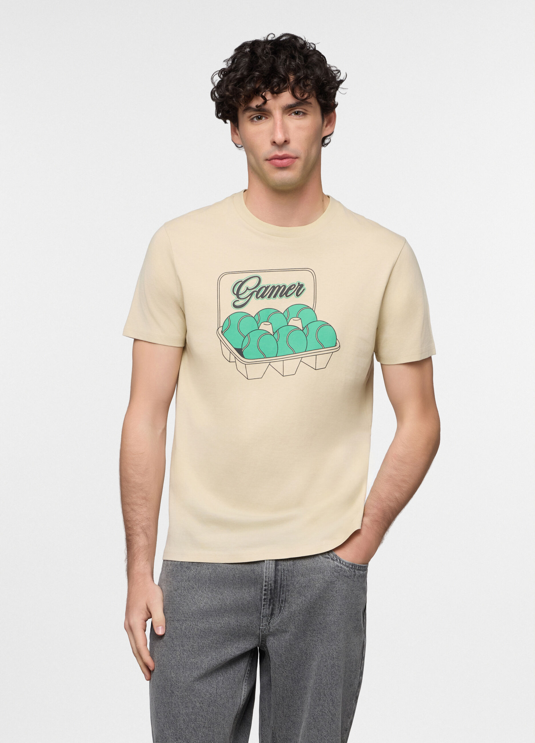 T-shirt in cotone con stampa Gamer uomo_0
