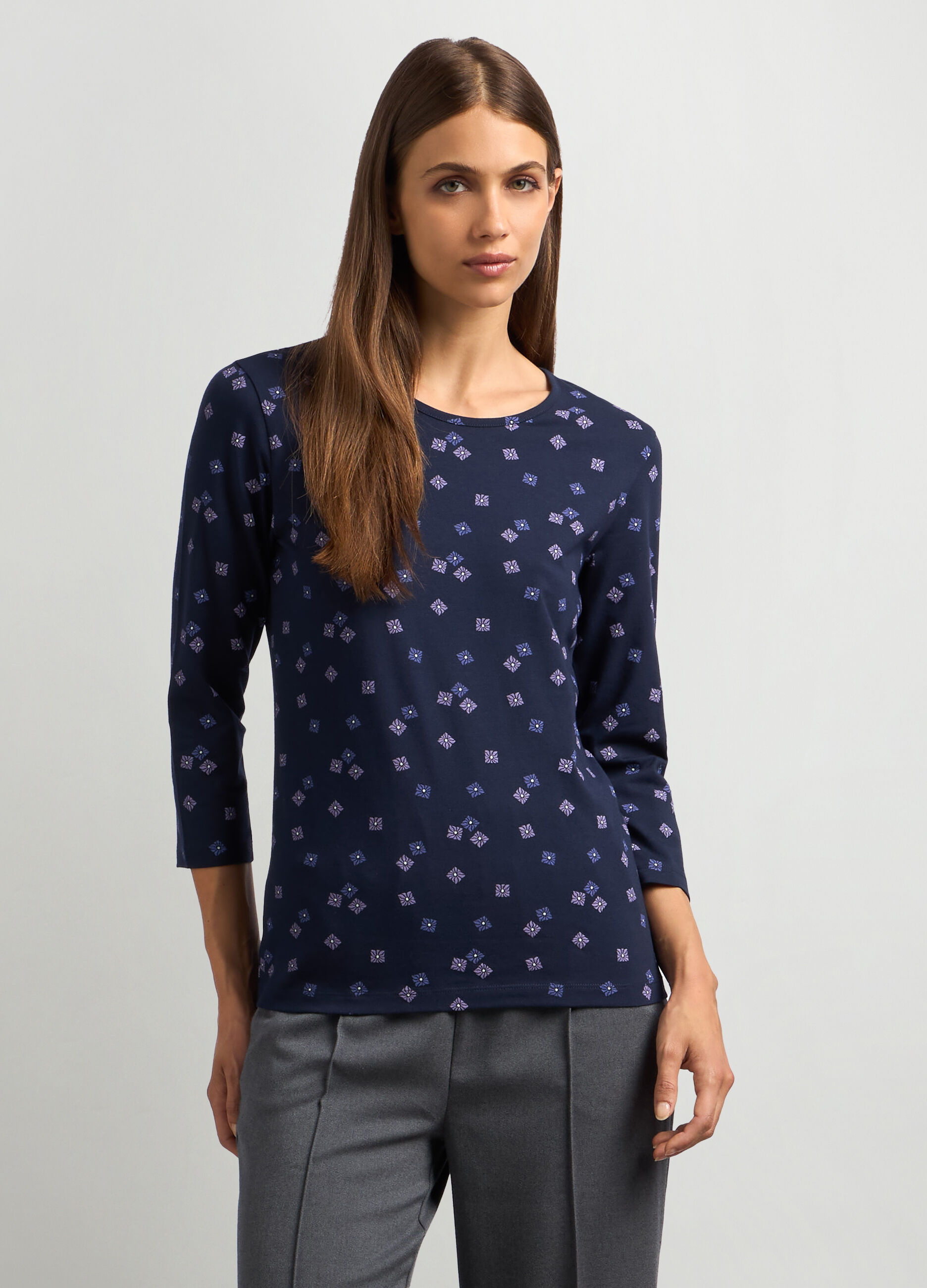 T-shirt in jersey di cotone stretch donna_0