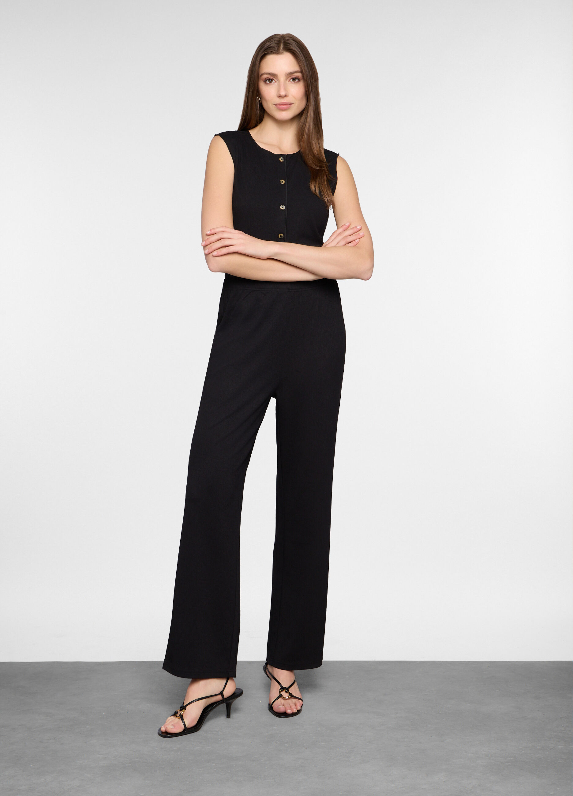 Pantaloni crinkle relaxed fit in maglia stretch donna_0