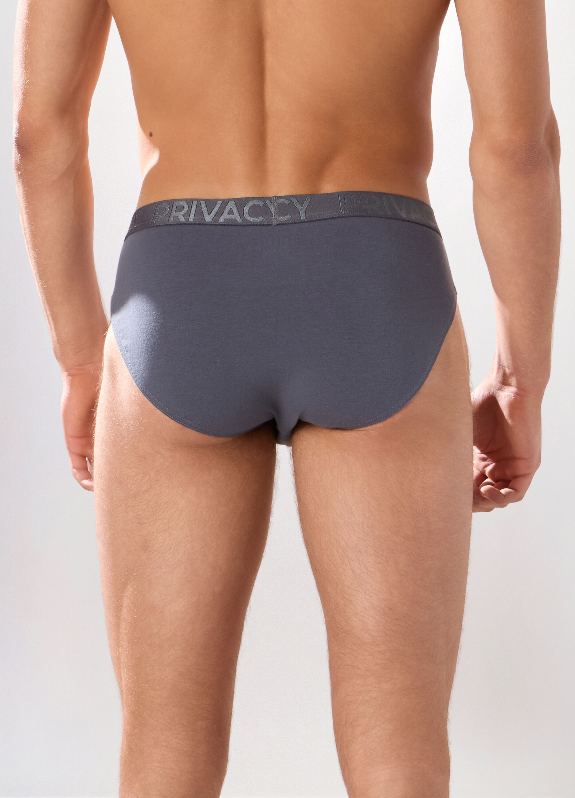 Slip in cotone stretch con logo uomo_2