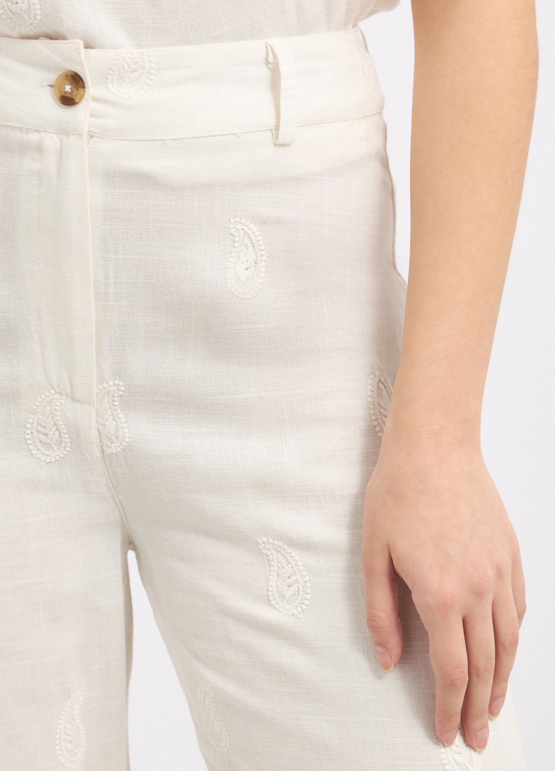 Pantaloni in misto lino donna_2