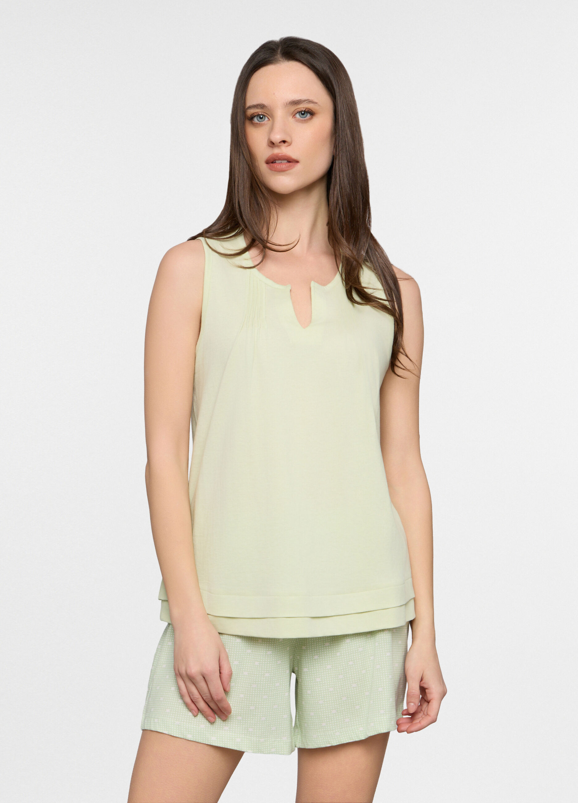 Set pigiama corto in jersey di puro cotone donna_2