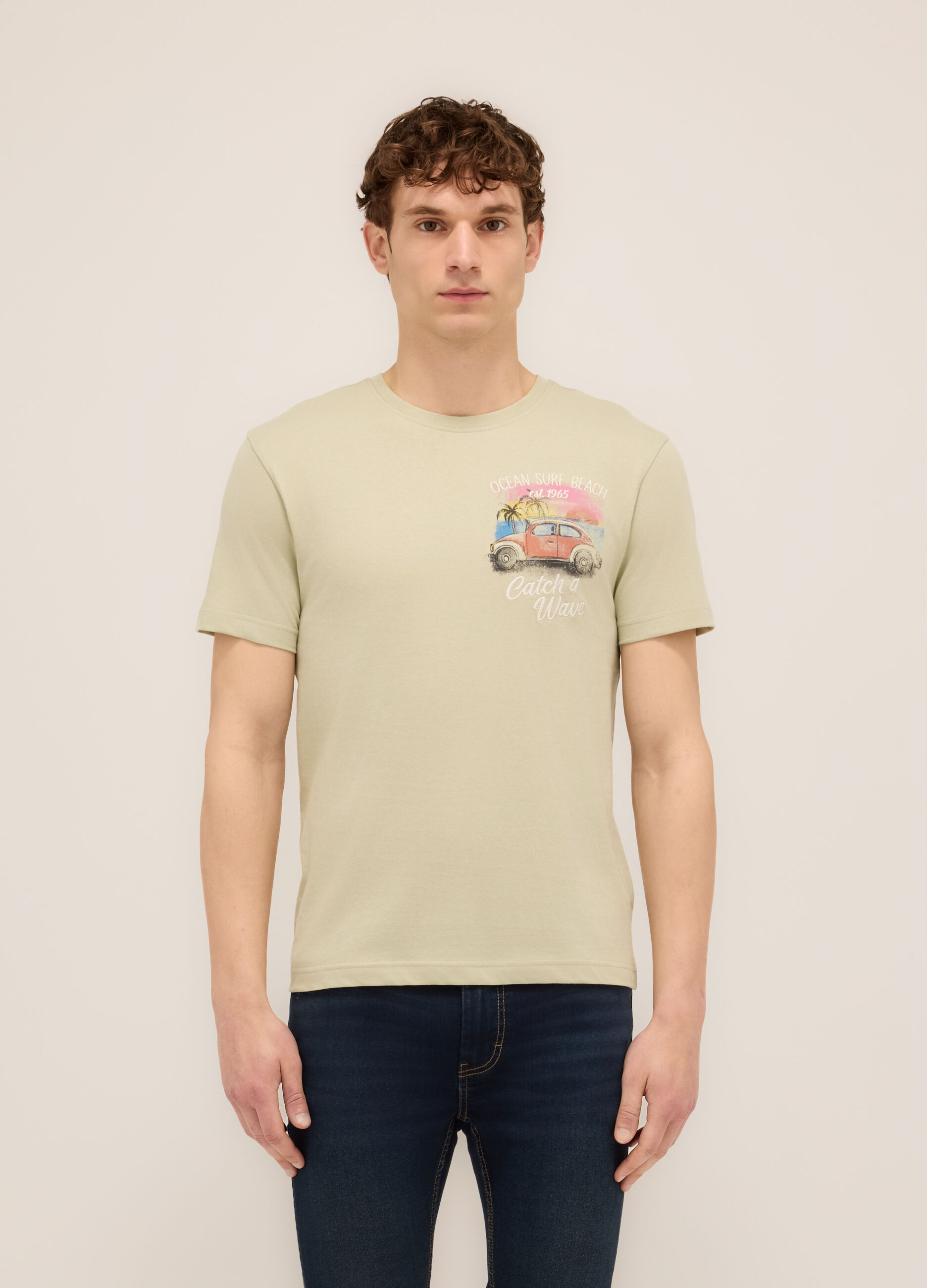 T-shirt girocollo stampa Surf Beach uomo_0