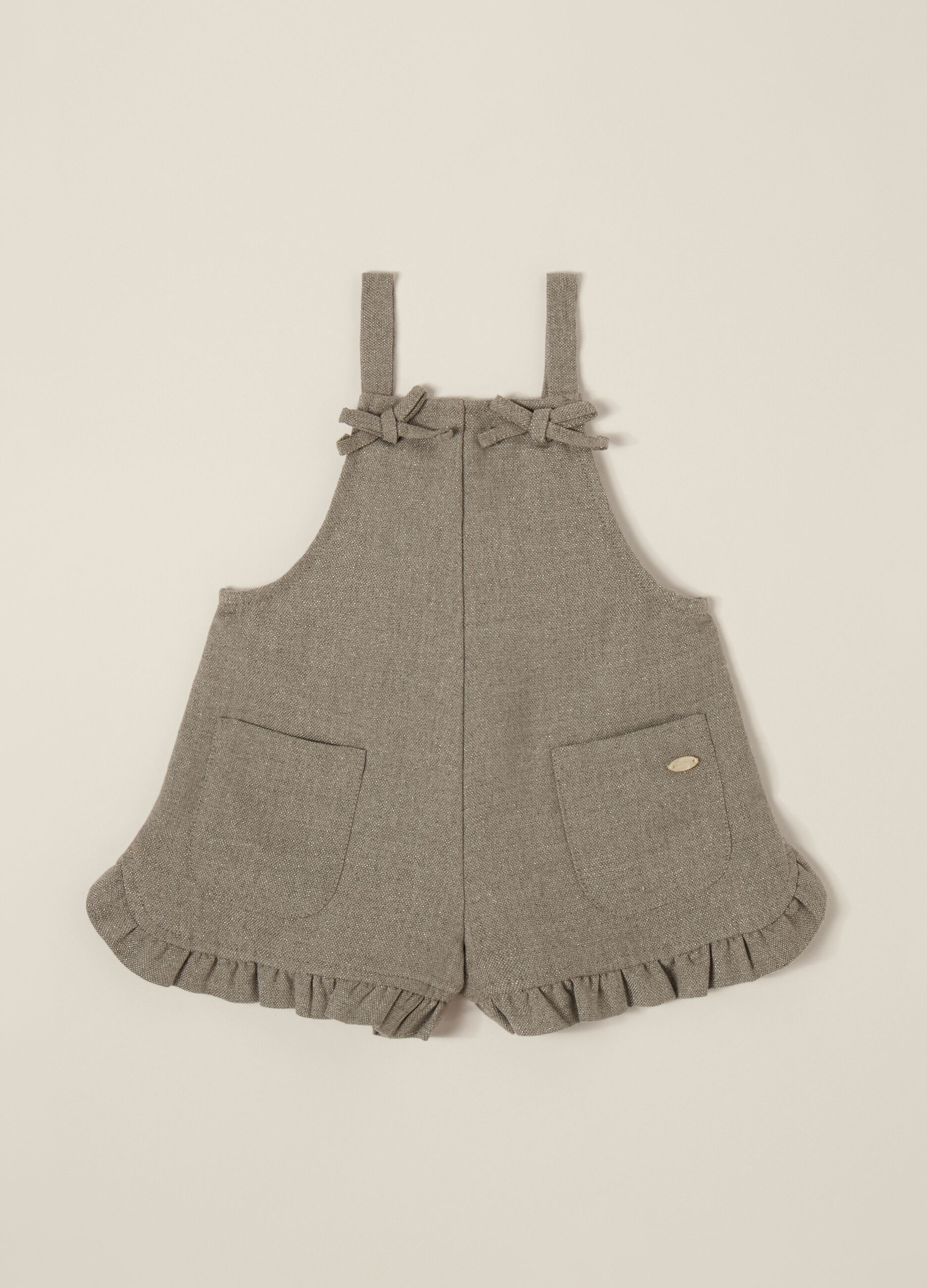 Vestito grigio con balze e tasche_0