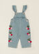 Salopette denim con ricami di ciliegie in misto viscosa_0