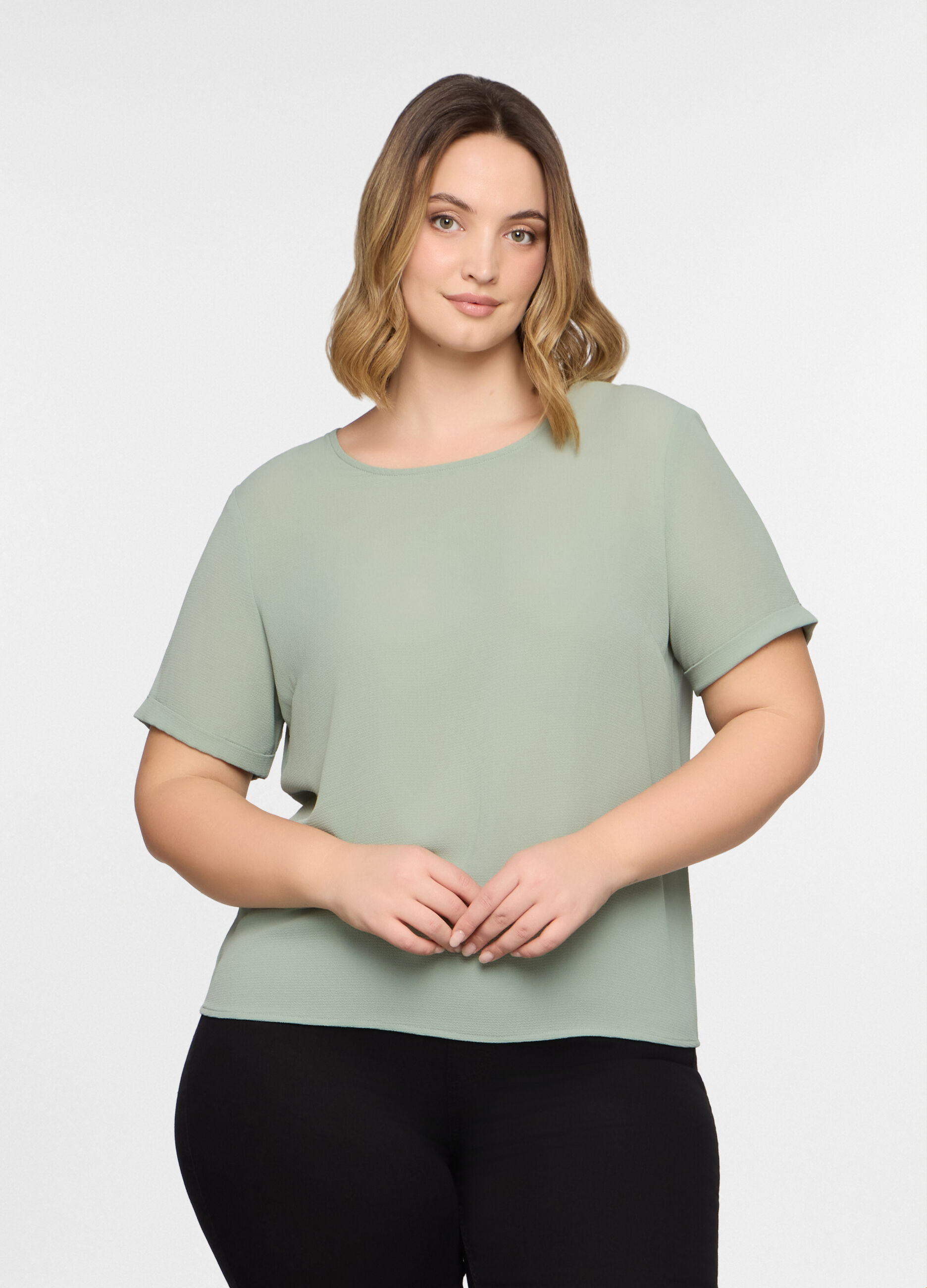 T-shirt girocollo stretch donna curvy_0
