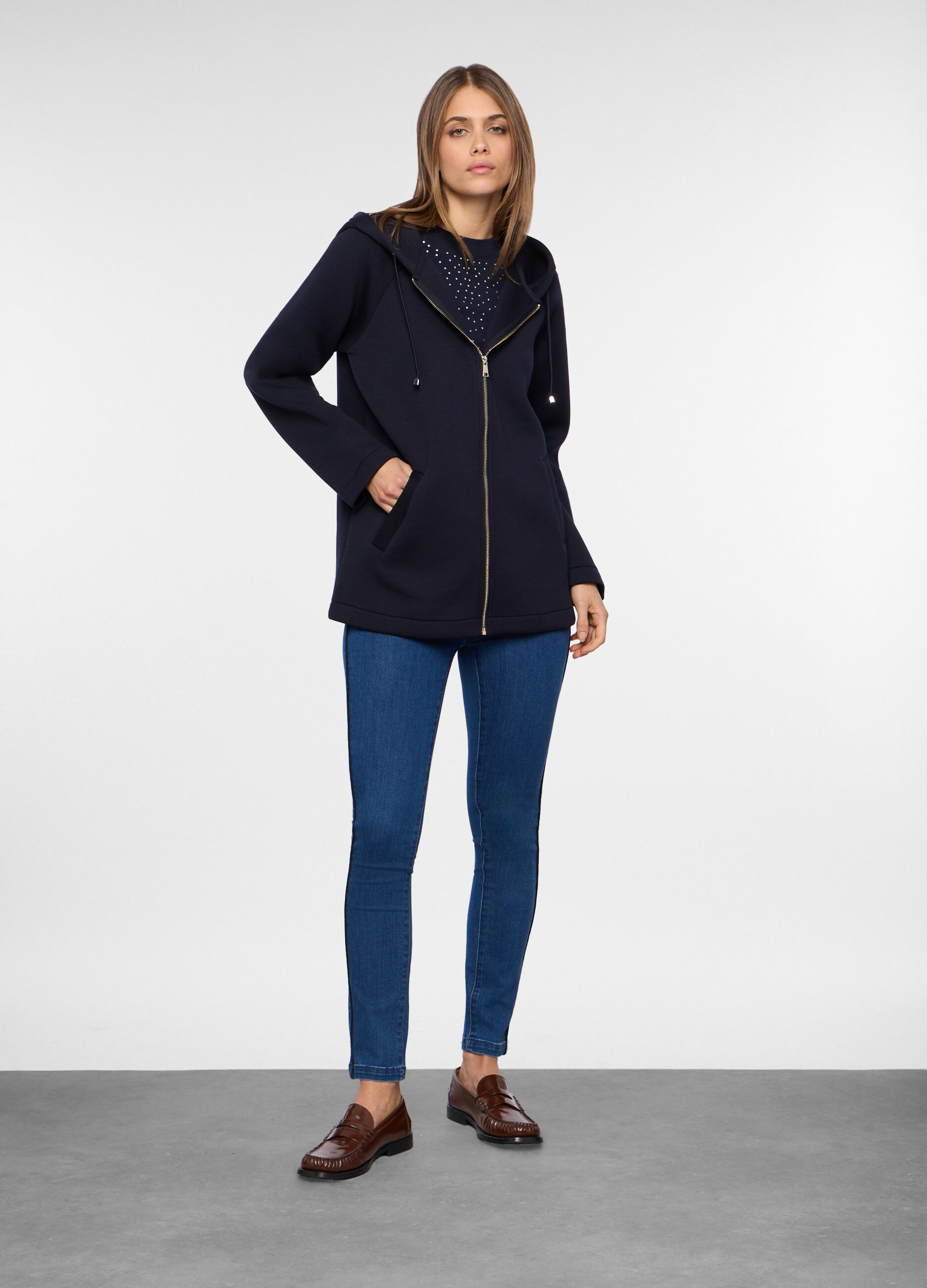 Cappotto in neoprene misto viscosa donna_0