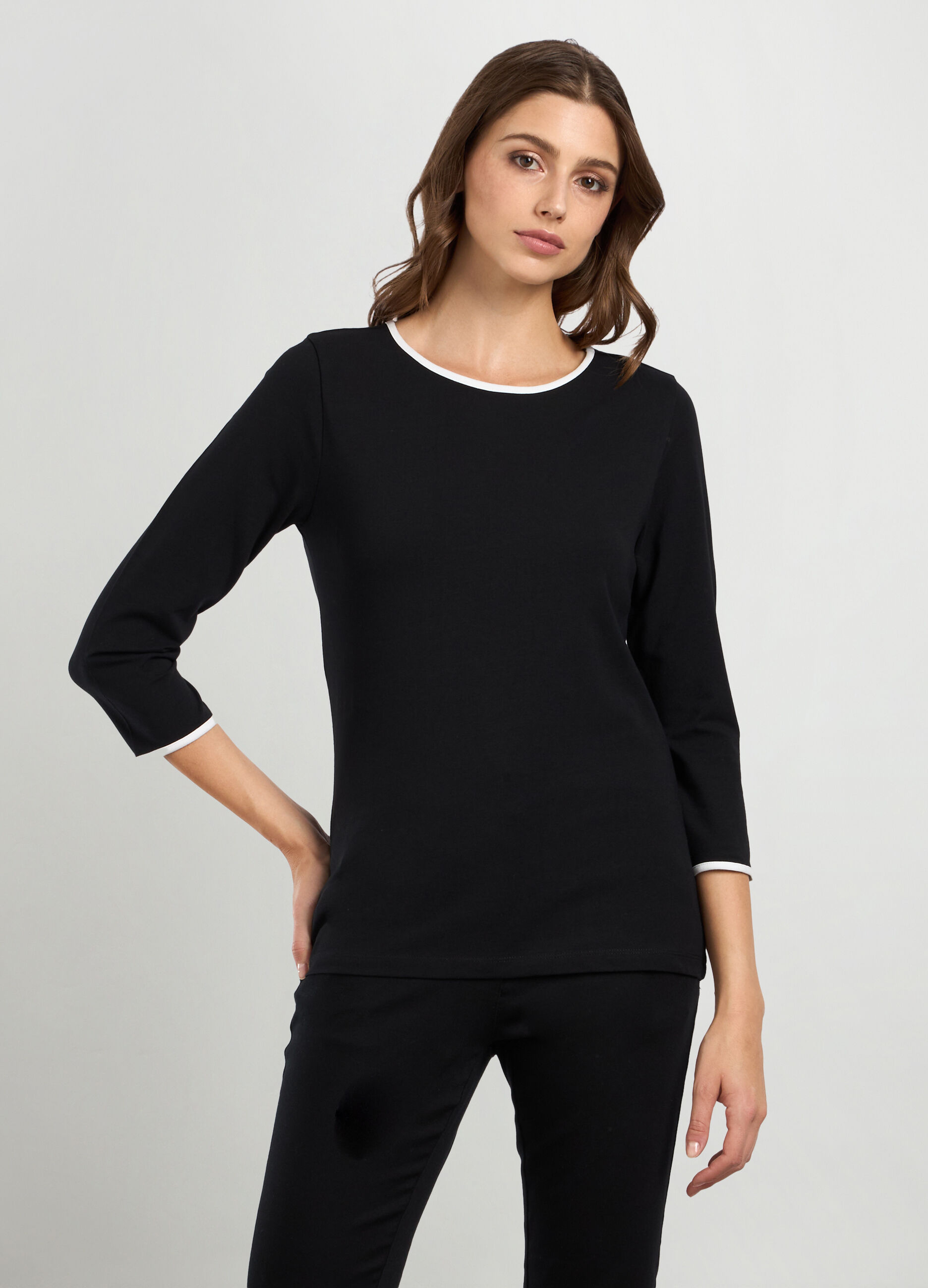 T-shirt in jersey di cotone stretch donna_0