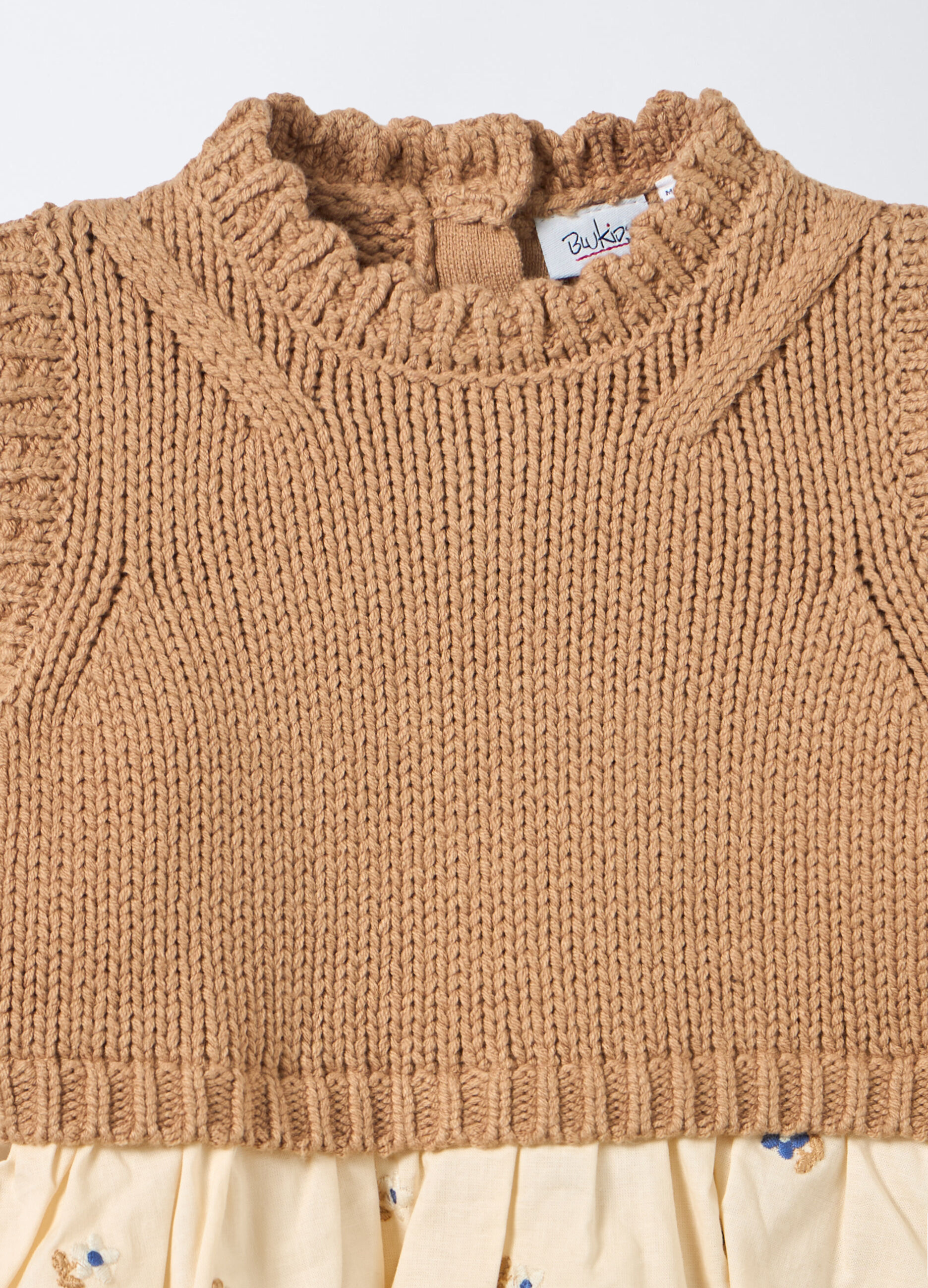 Gilet in maglia rasata con inserto camicia bimba_2