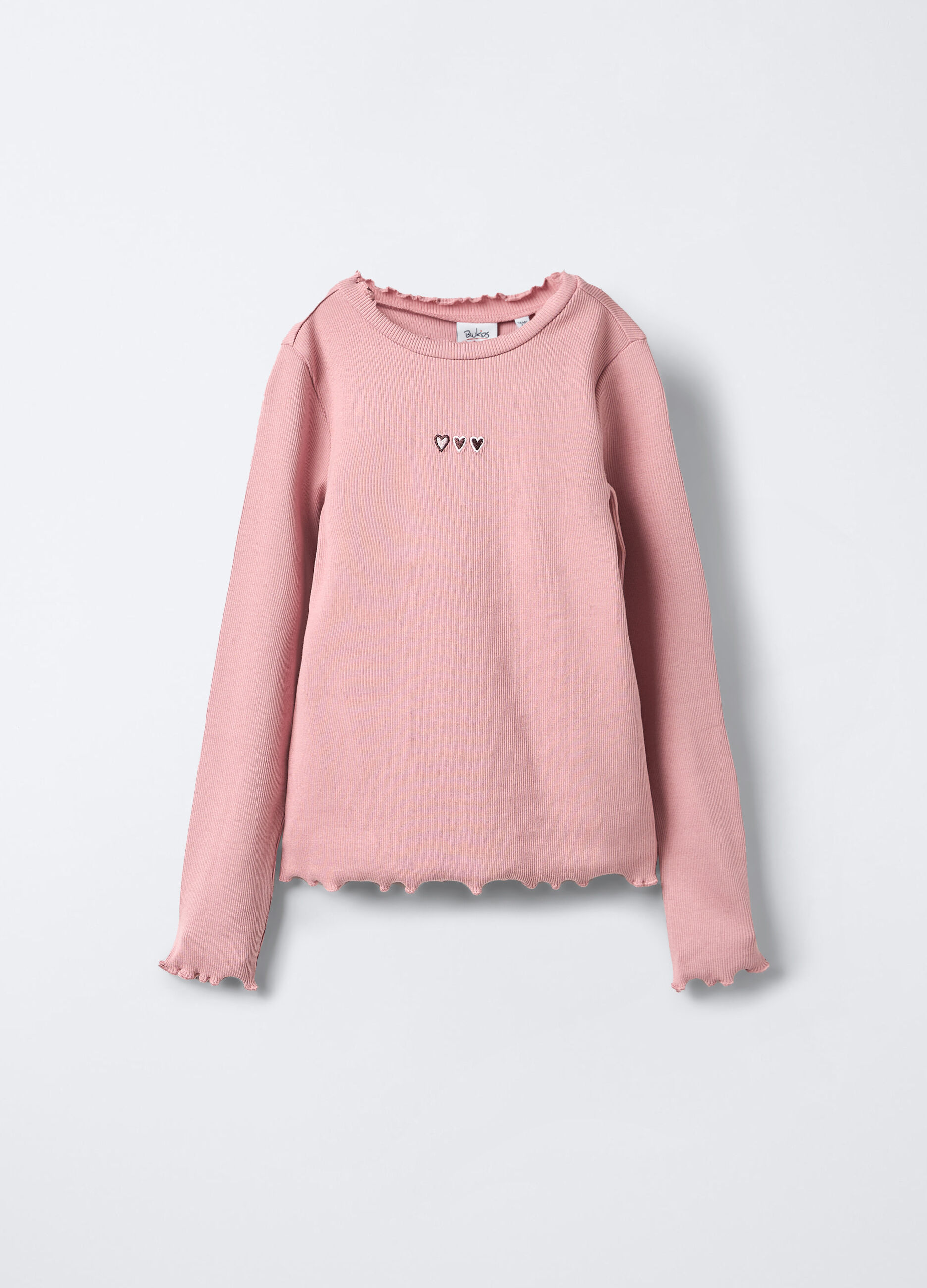 T-shirt in costina di cotone stretch bambina_0