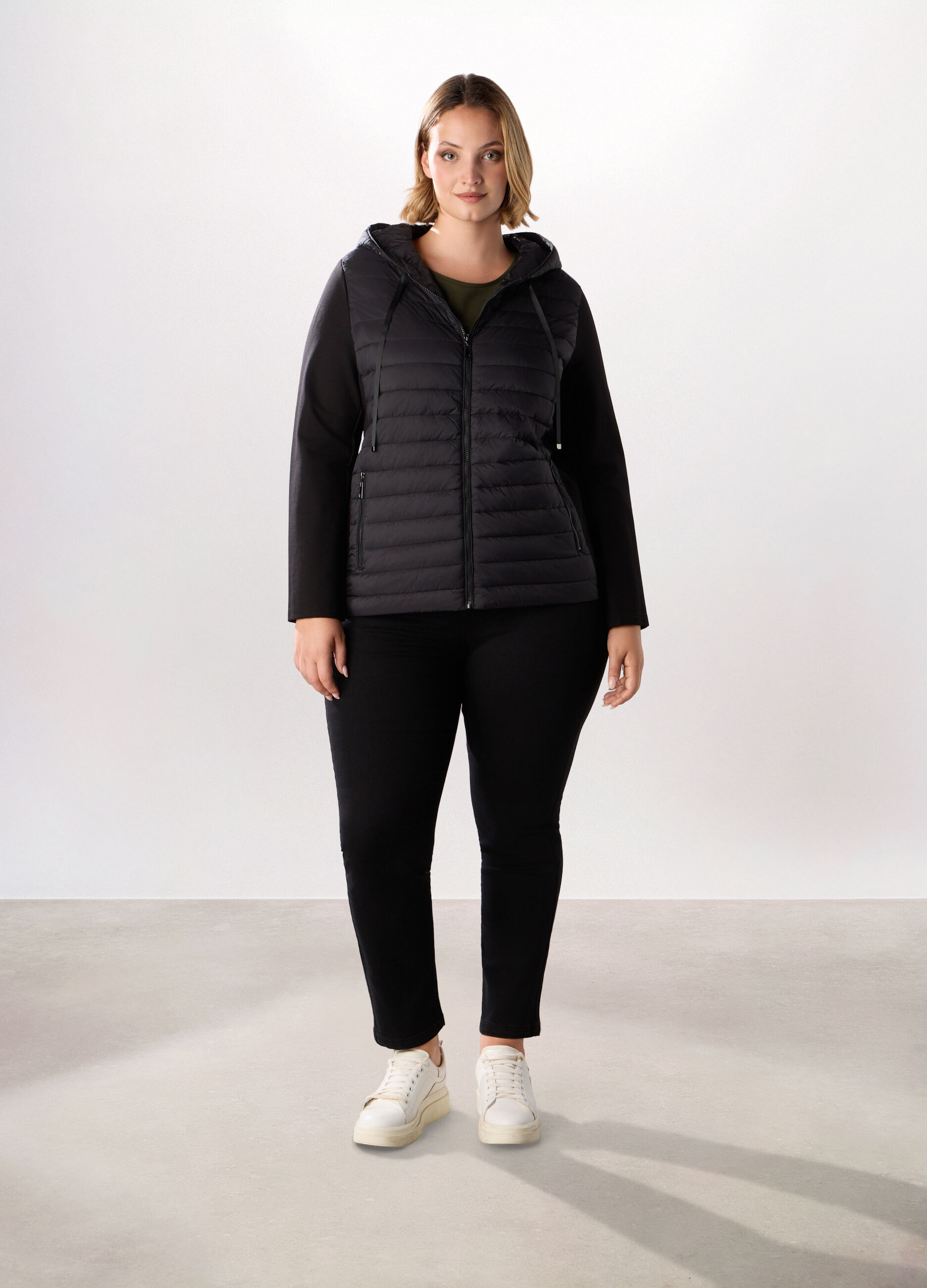 Giubbino imbottito cappuccio donna curvy_0