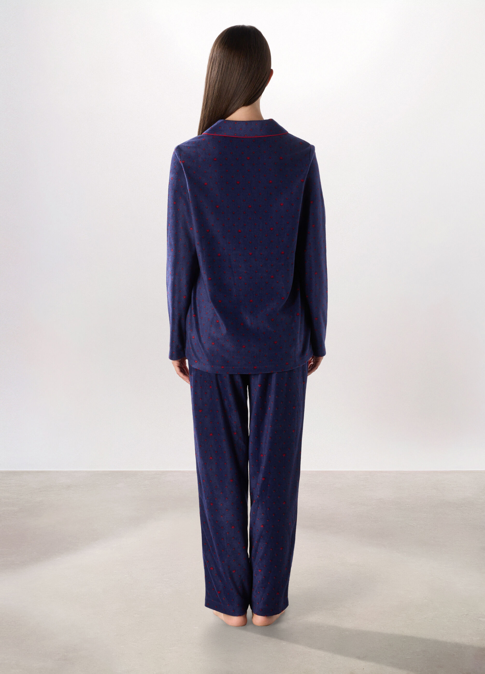 Set pigiama in pile con stampa donna_1