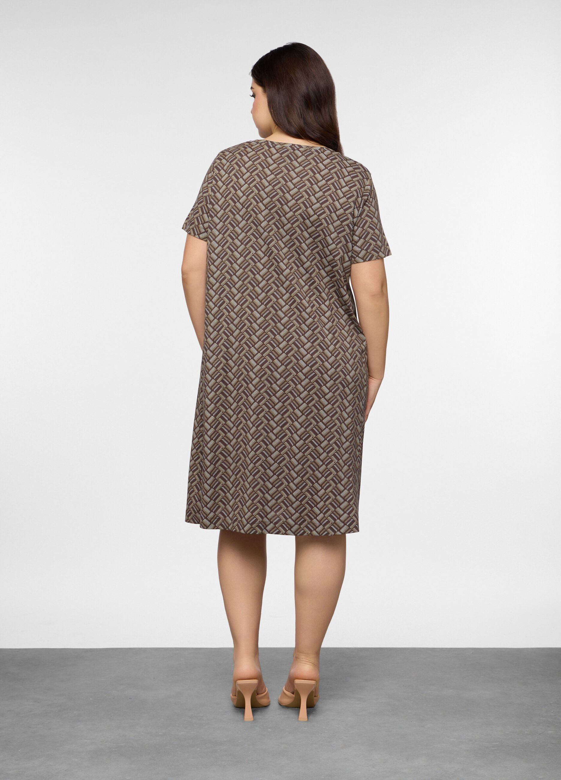 Abito corto girocollo in jersey di puro cotone donna curvy_1