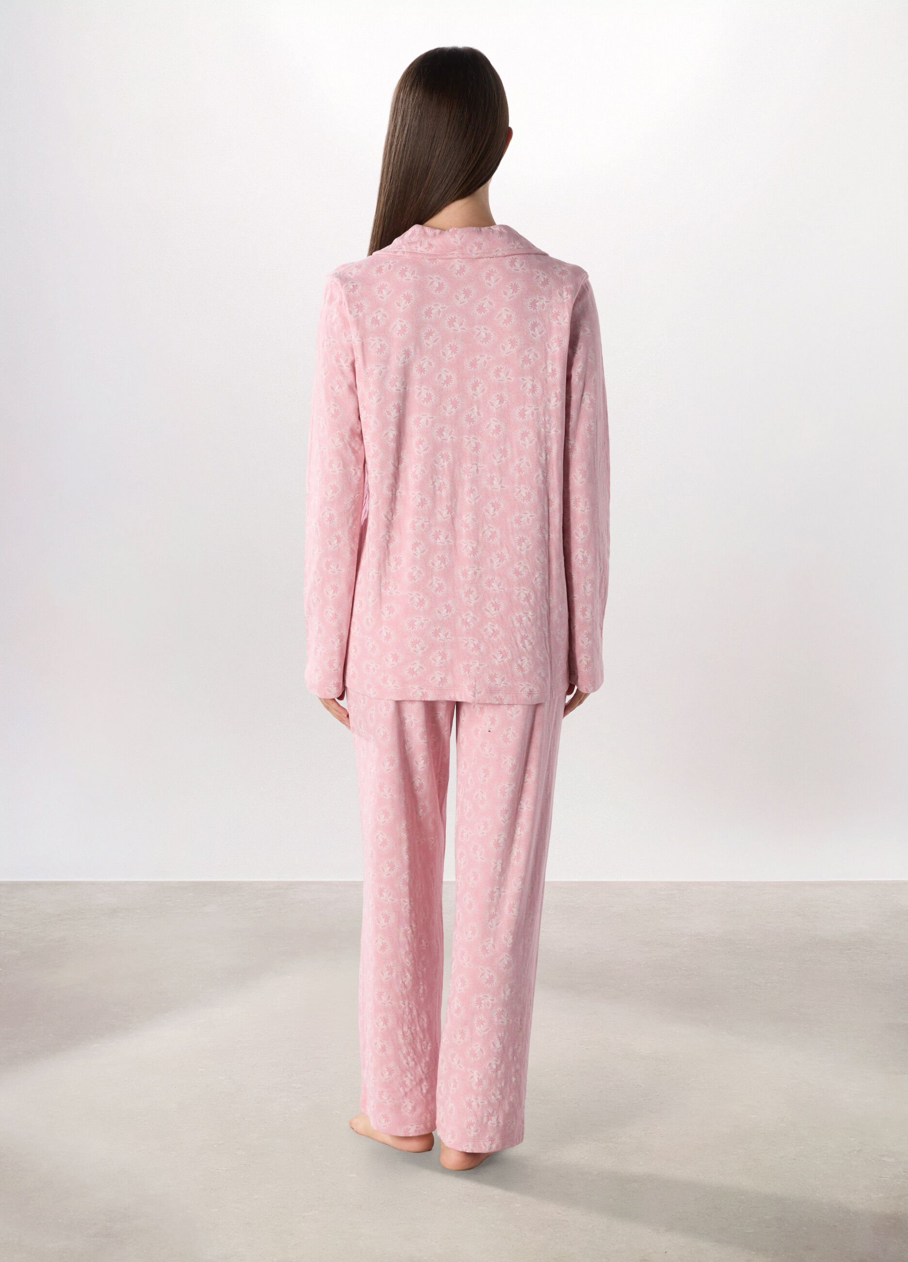 Set pigiama lungo in jersey di puro cotone donna_1