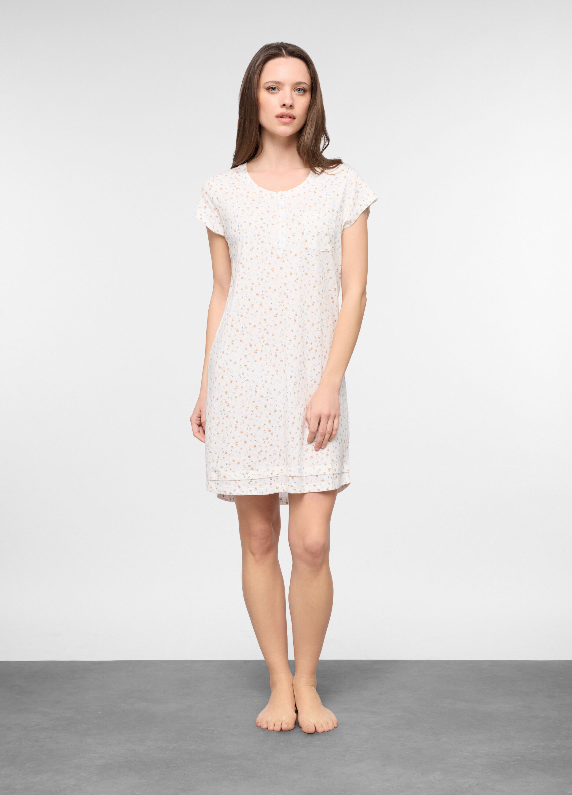 Camicia da notte in jersey di puro cotone donna_0
