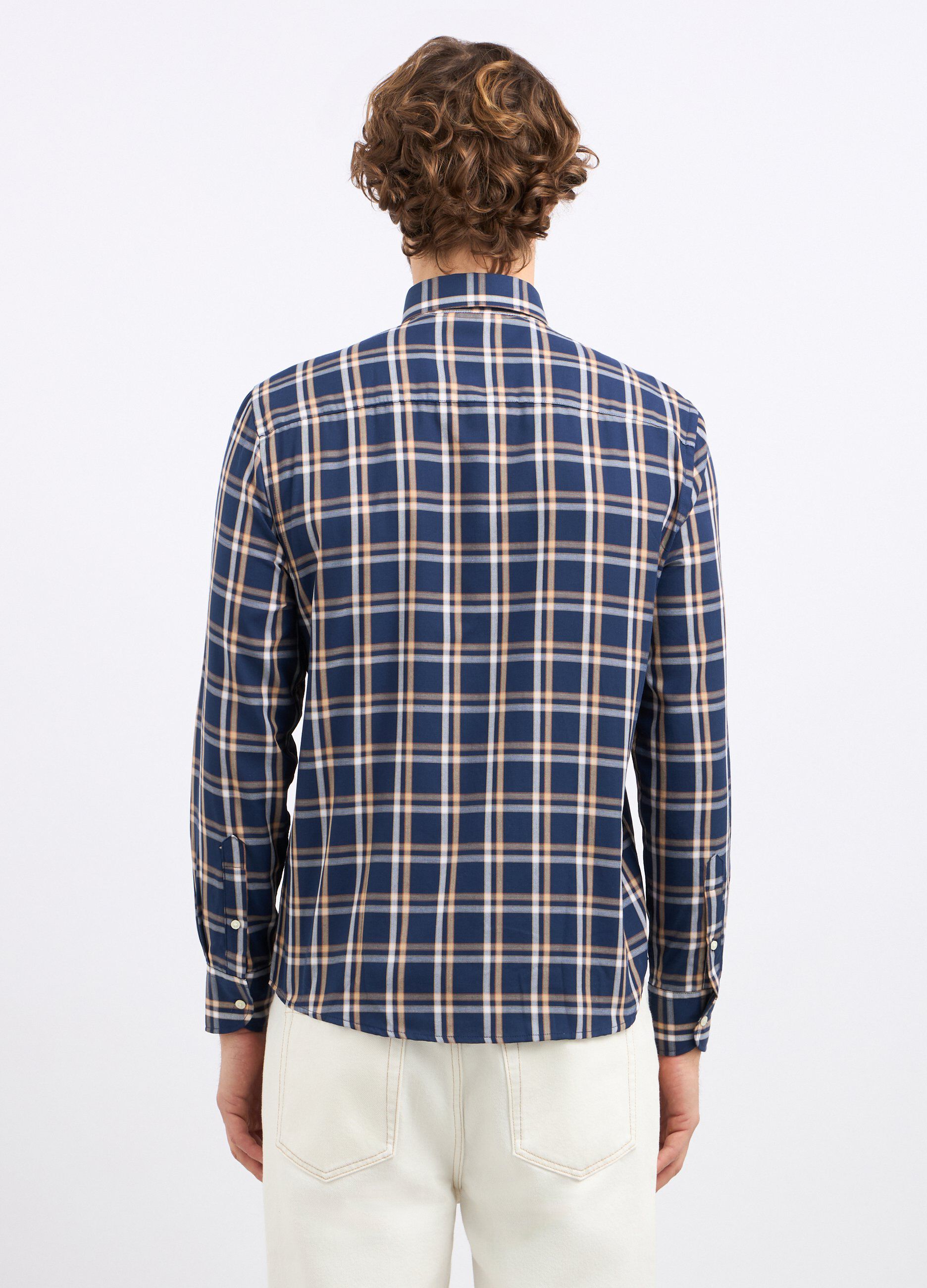 Camicia a quadri in misto cotone uomo_1