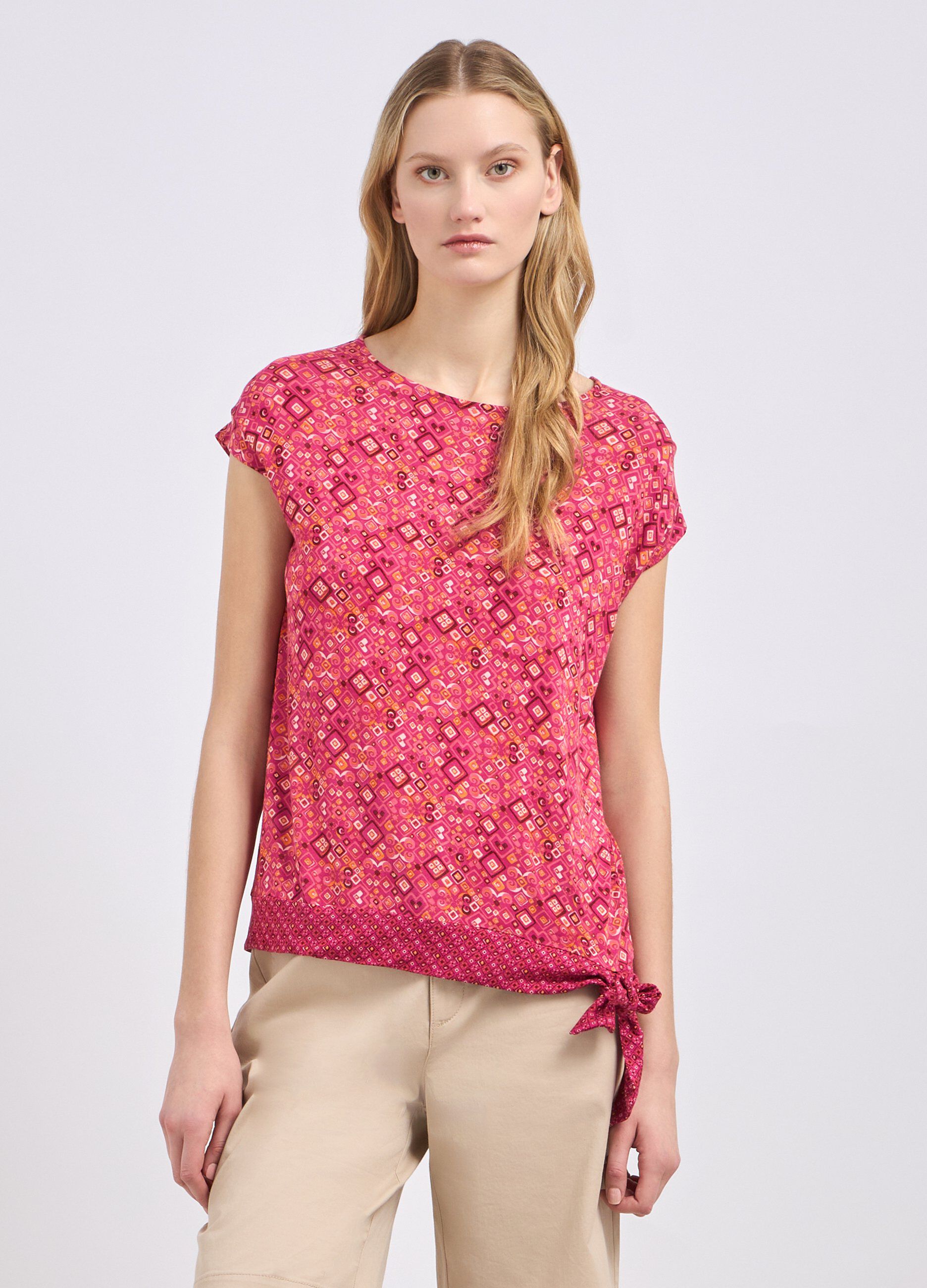 T-shirt in pura viscosa stretch con stampa donna_0