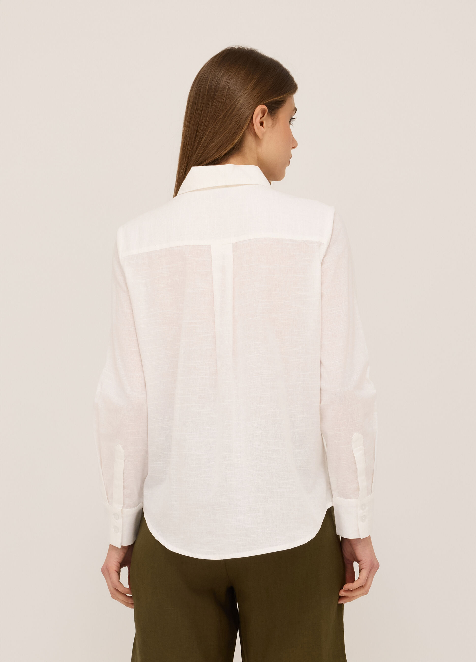 Camicia in puro cotone con pizzo donna_1