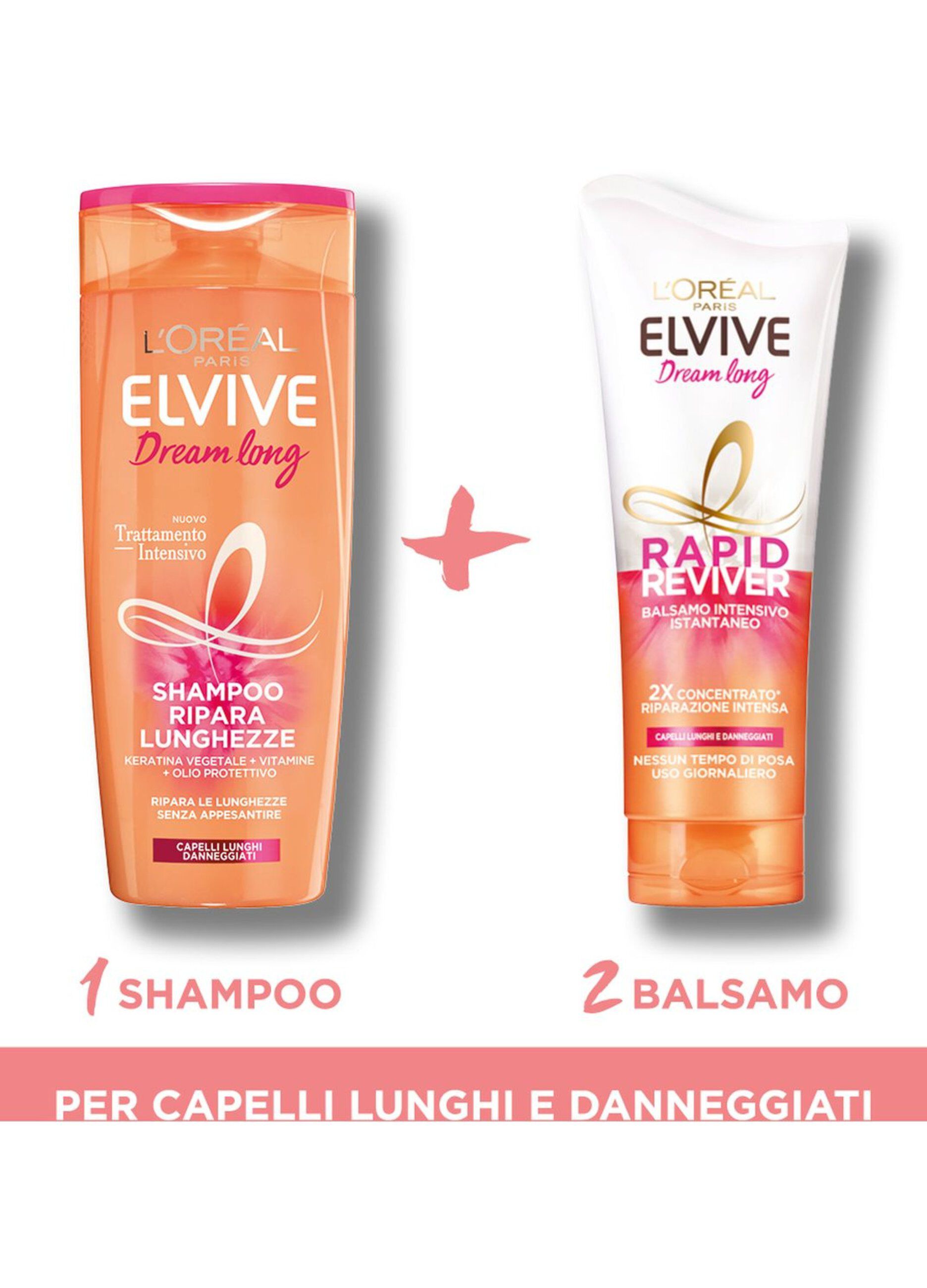 L'Oréal Paris Balsamo Istantaneo Rapid Reviver Elvive Dream Long, Arricchito con Amminoacido e Olio Protettivo, per Capelli Lunghi e Danneggiati, 180 ml.