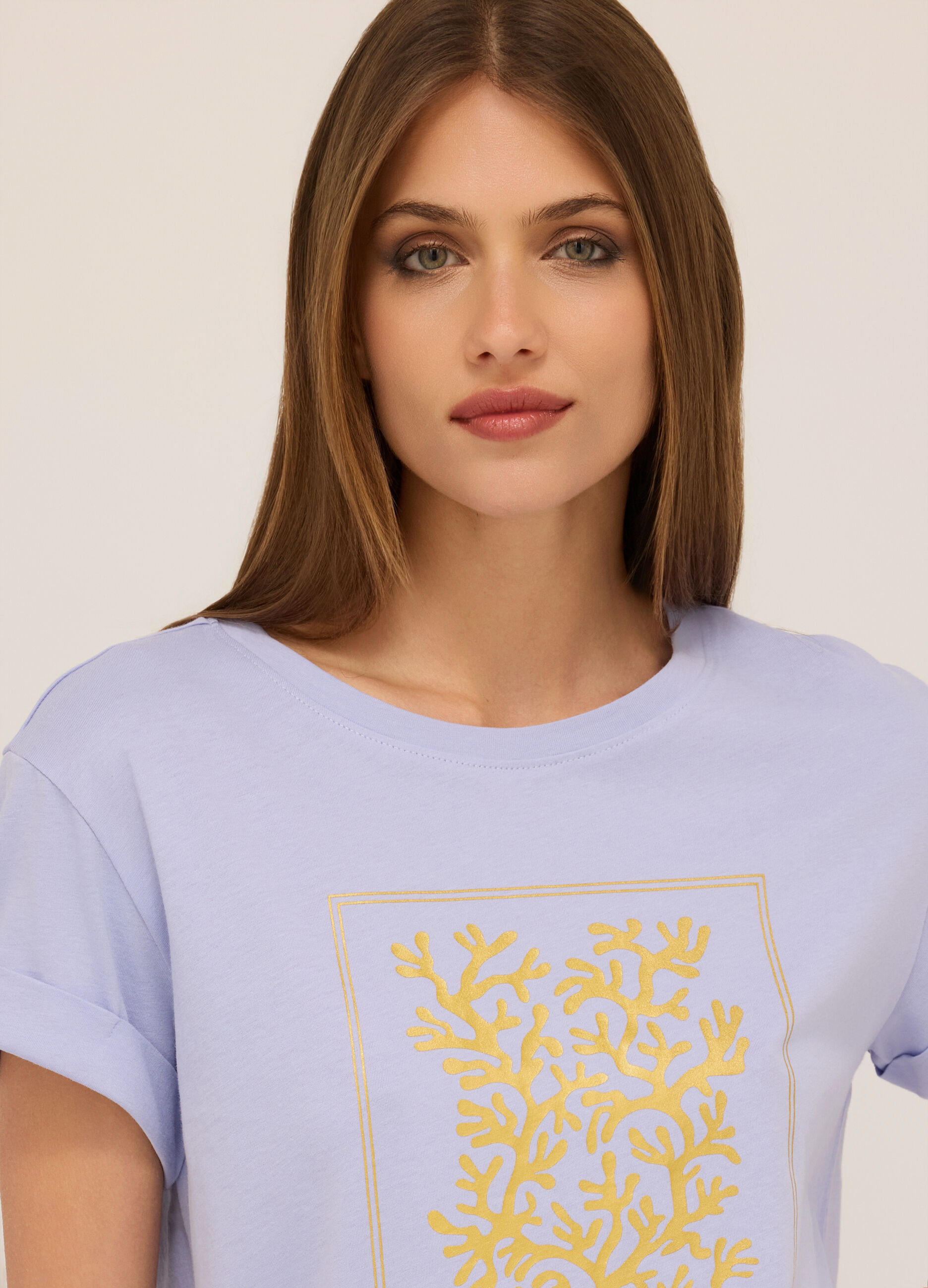 T-shirt in jersey di puro cotone donna_2