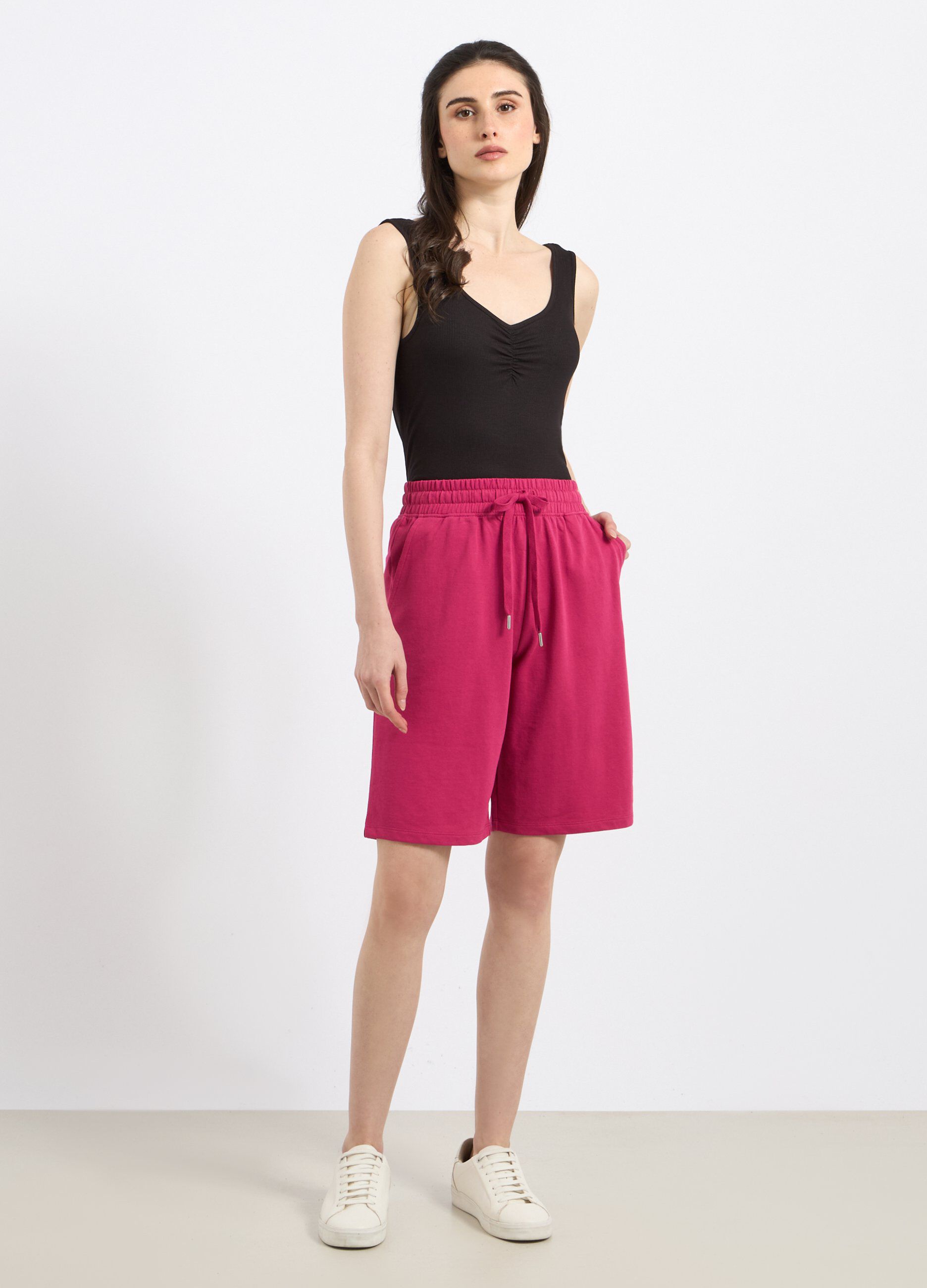 Canotta in costina di viscosa stretch donna_0