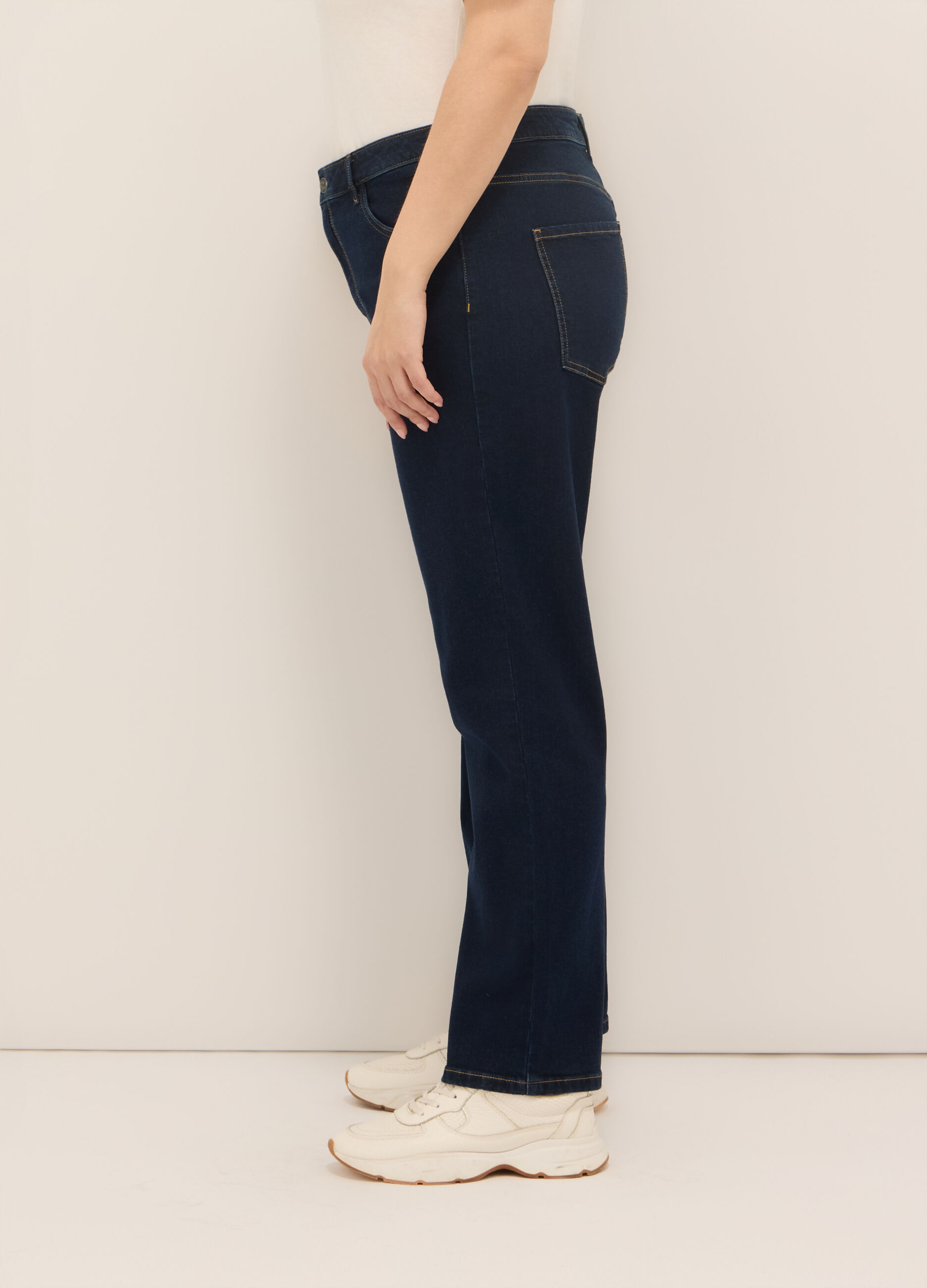 Pantaloni in denim di cotone stretch donna curvy_3