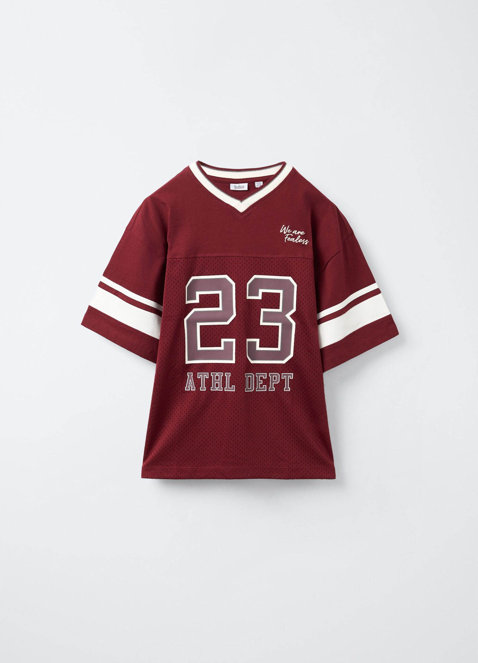 T-shirt in jersey di cotone con inserto mesh ragazzo_0
