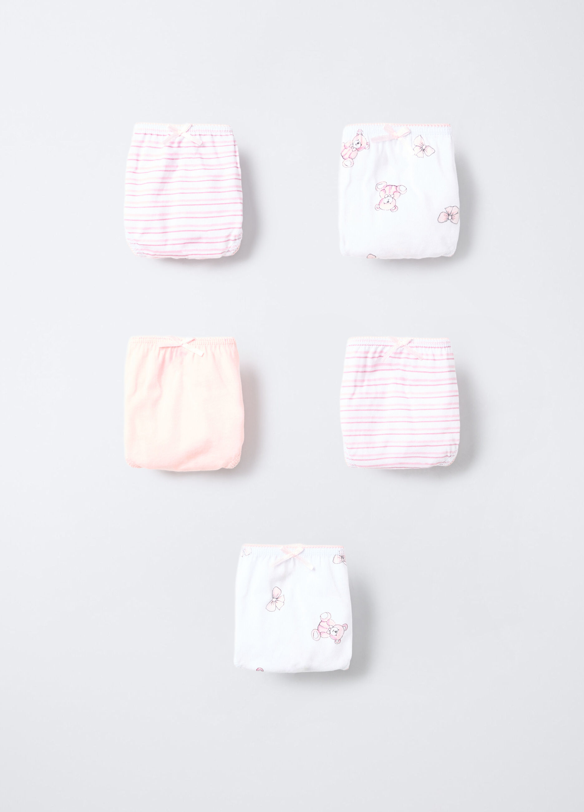 Pack 5 slip in jersey di puro cotone bambina_0