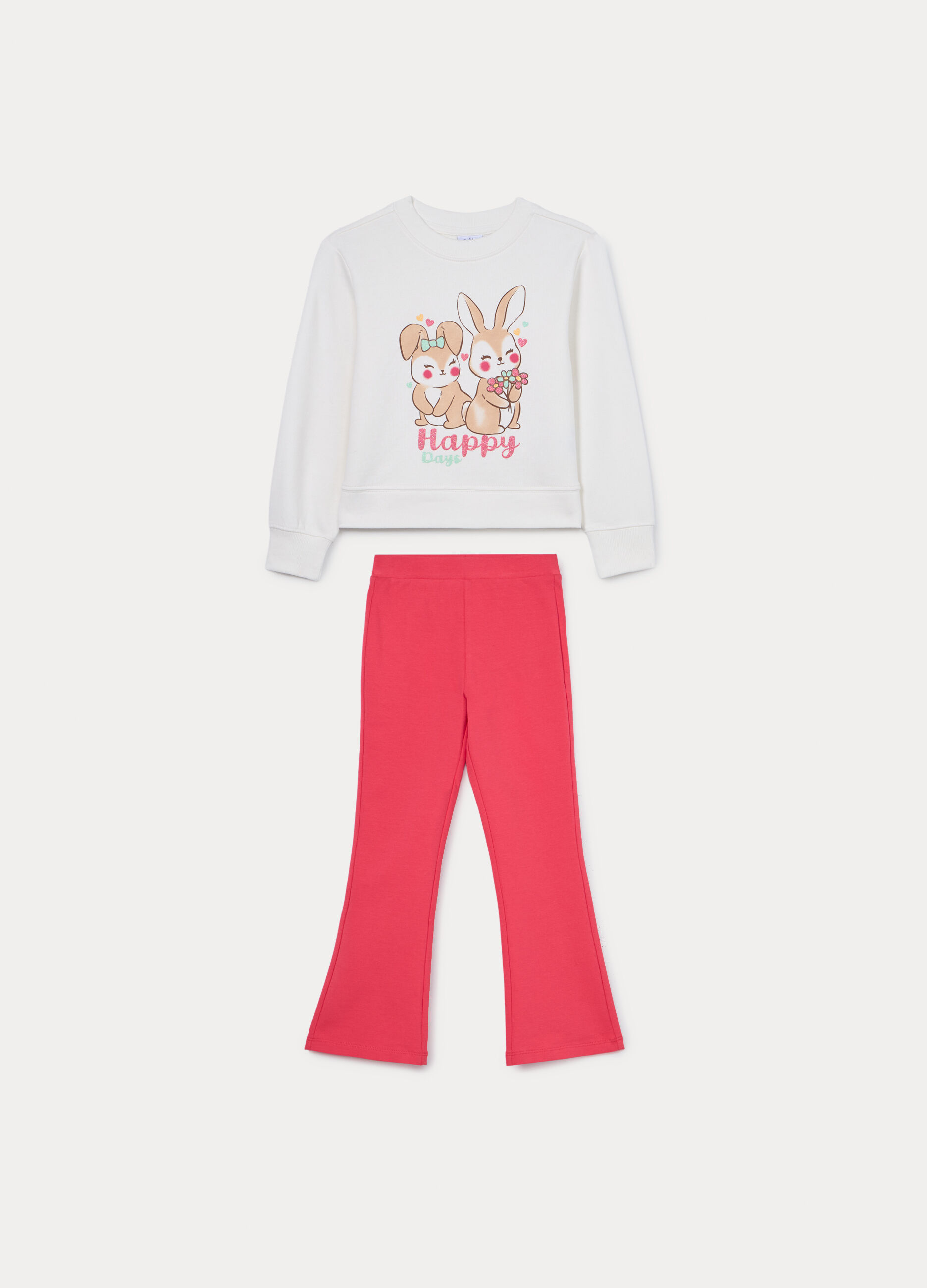 Jogging set in french terry di puro cotone bambina_0