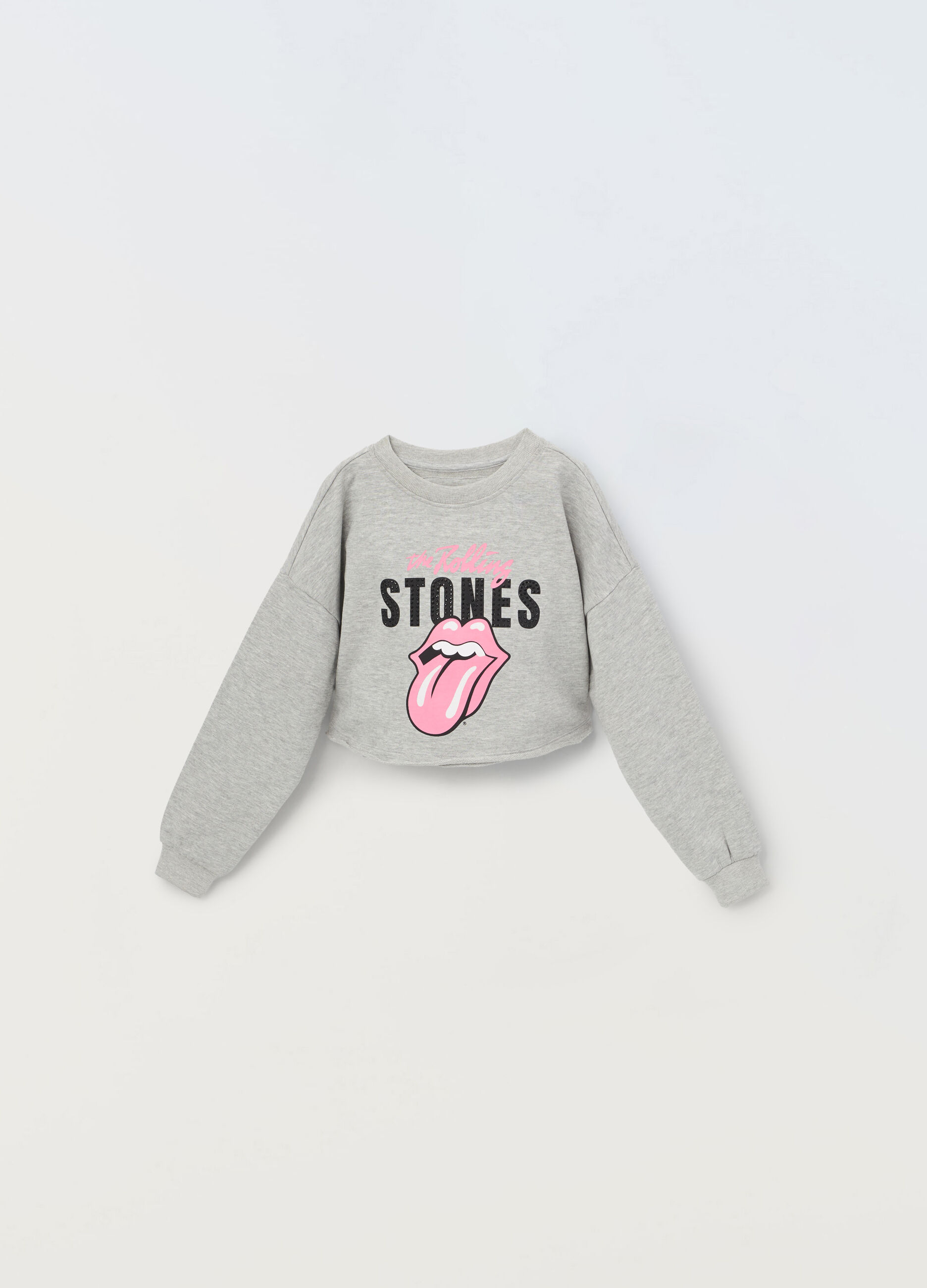 Felpa Rolling Stones cropped in french terry ragazza_0