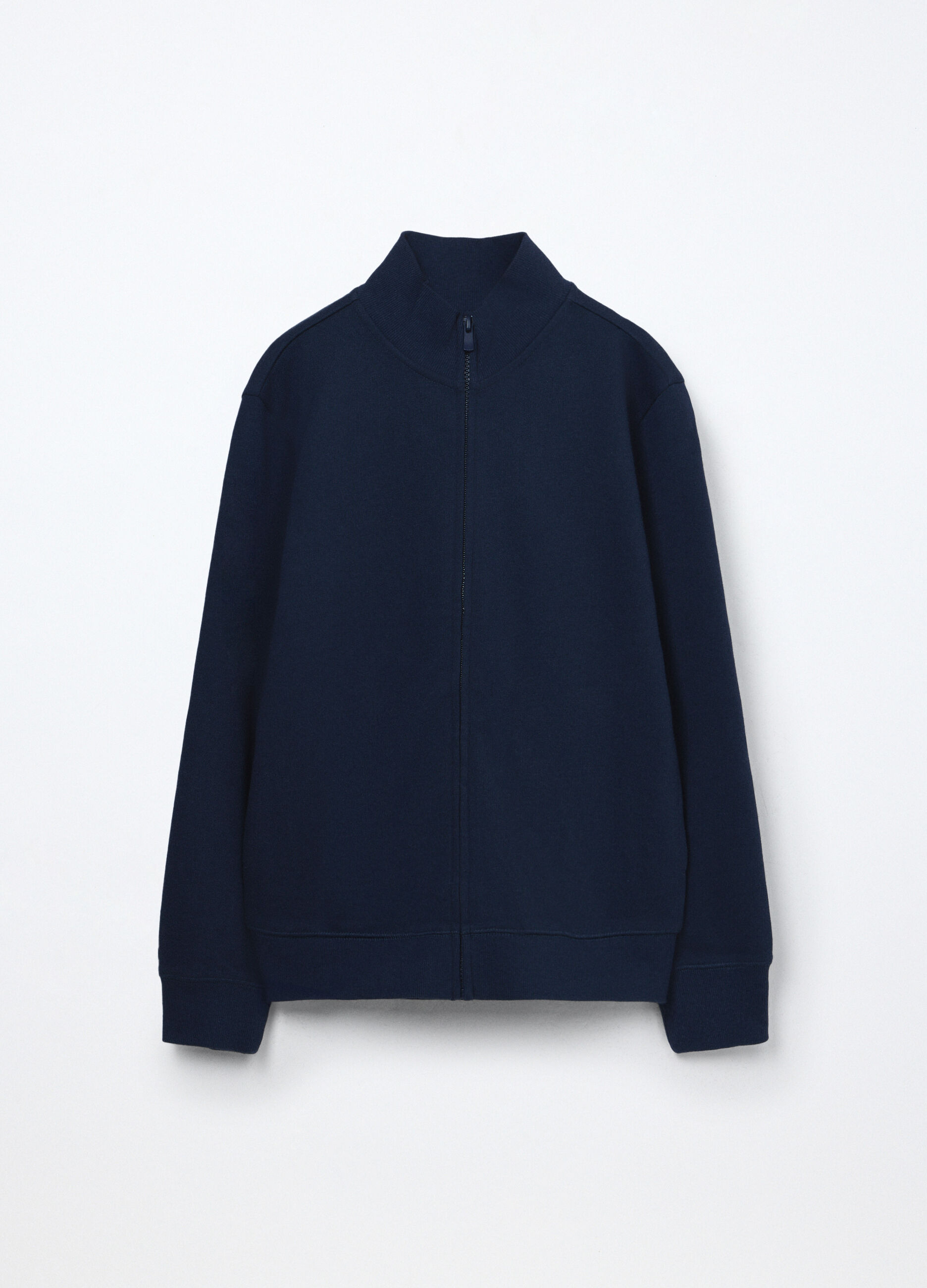Felpa full zip a collo alto in puro cotone bambino_0